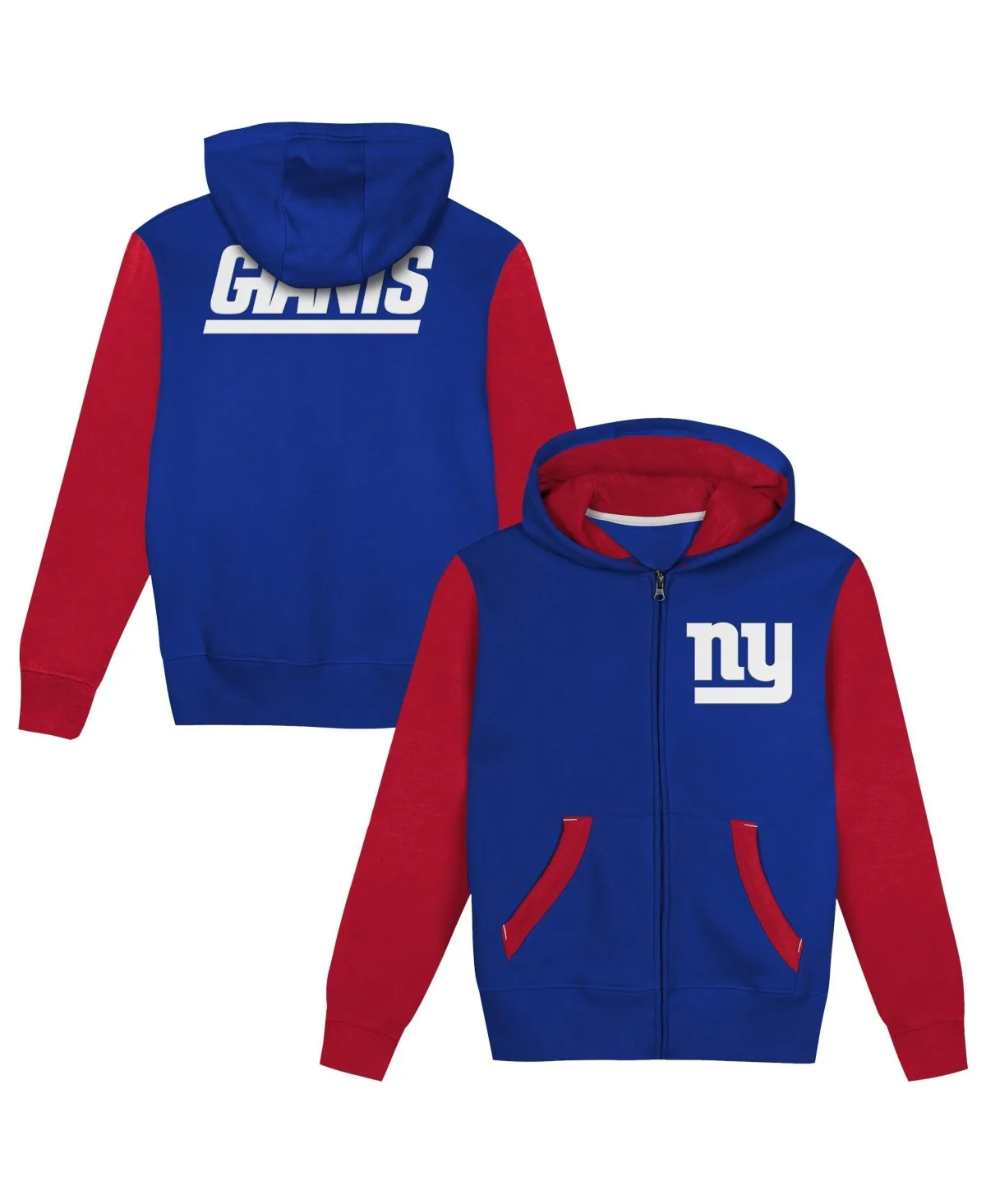 New York Giants Color-Block Full-Zip Hoodie by Outerstuff