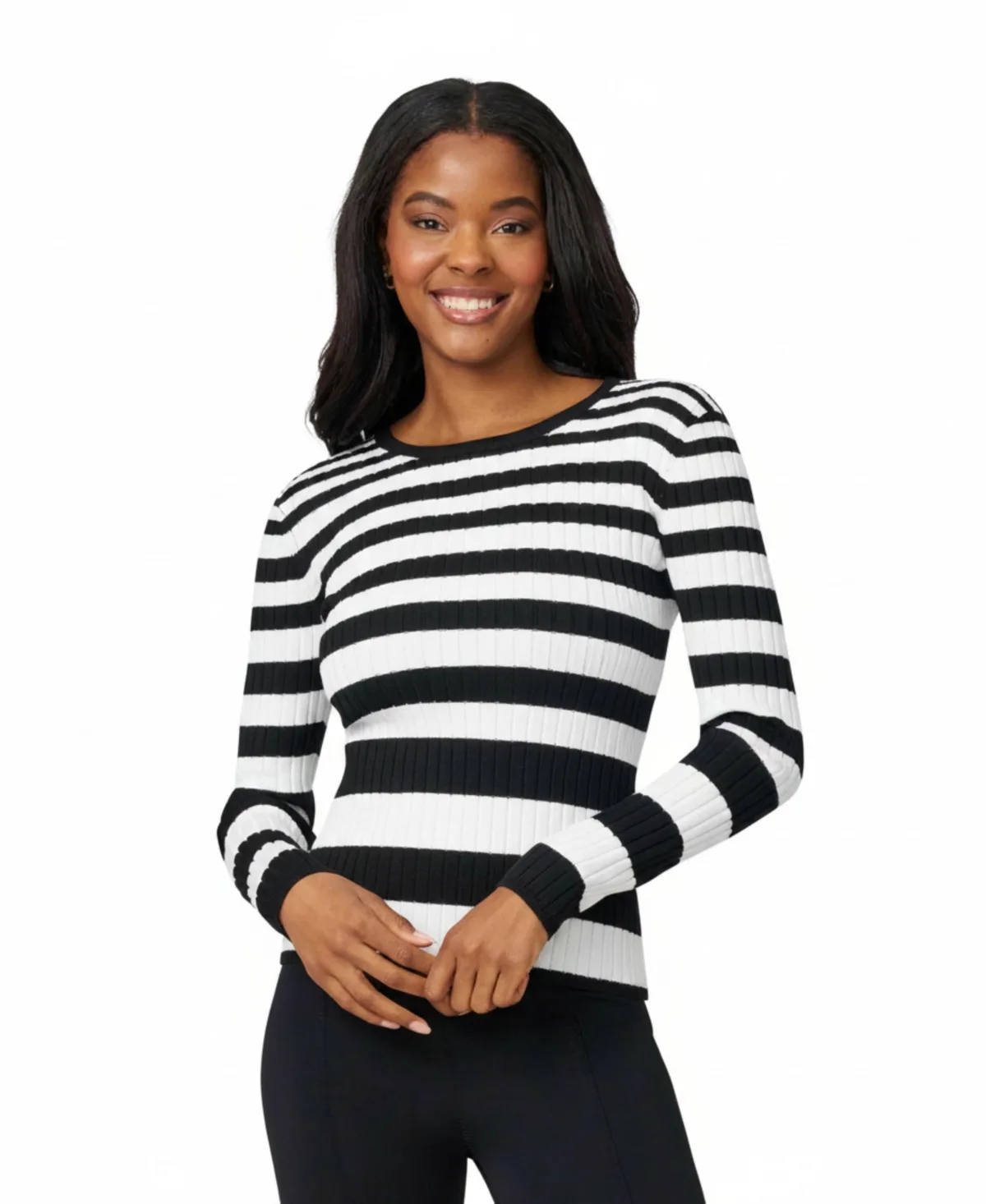 Melissa Striped Ribbed Crewneck Sweater by PAIGE