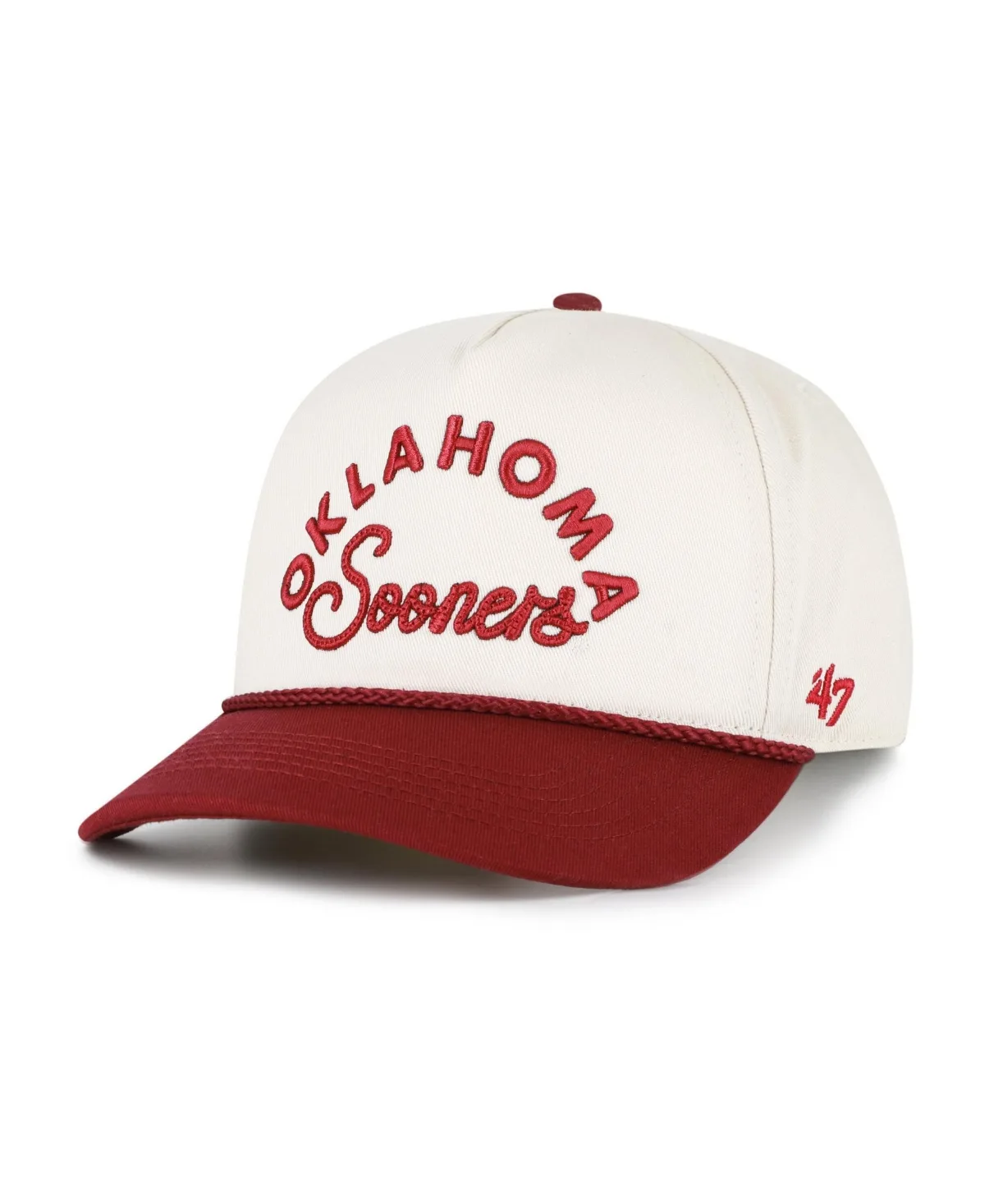 Oklahoma Sooners Rope Script Hitch Adjustable Hat by 47 Brand