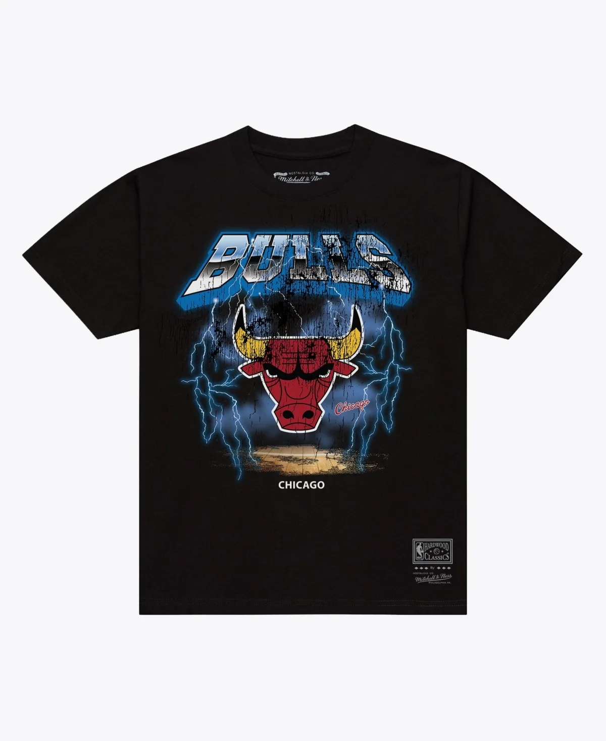 Chicago Bulls Lightning Graphic Crewneck T-Shirt by Mitchell & Ness