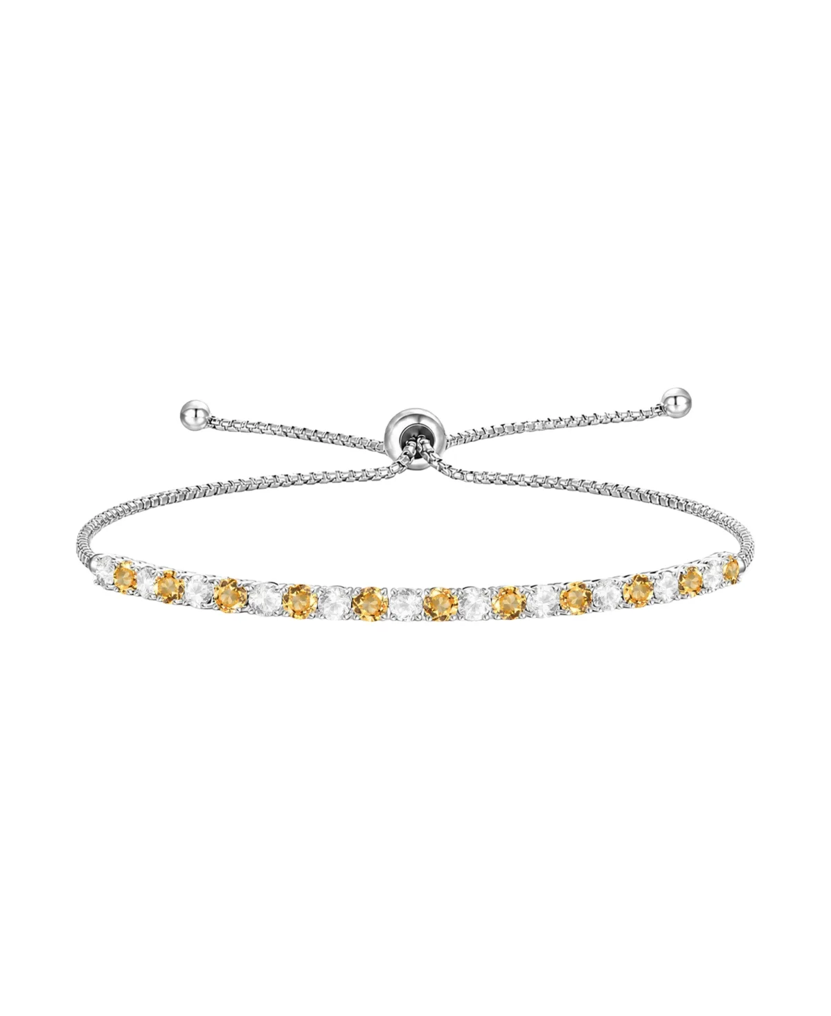 Amethyst (7/8 ct. t.w.) & White Topaz (1-1/6 ct. t.w.) Bolo Bracelet in Sterling Silver