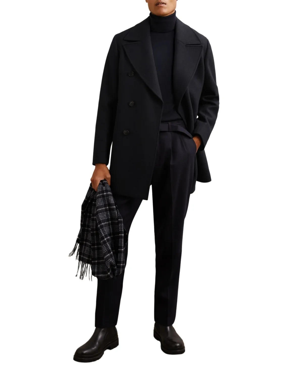 Present Double-Breasted Wool-Blend Regular-Fit Pea Coat