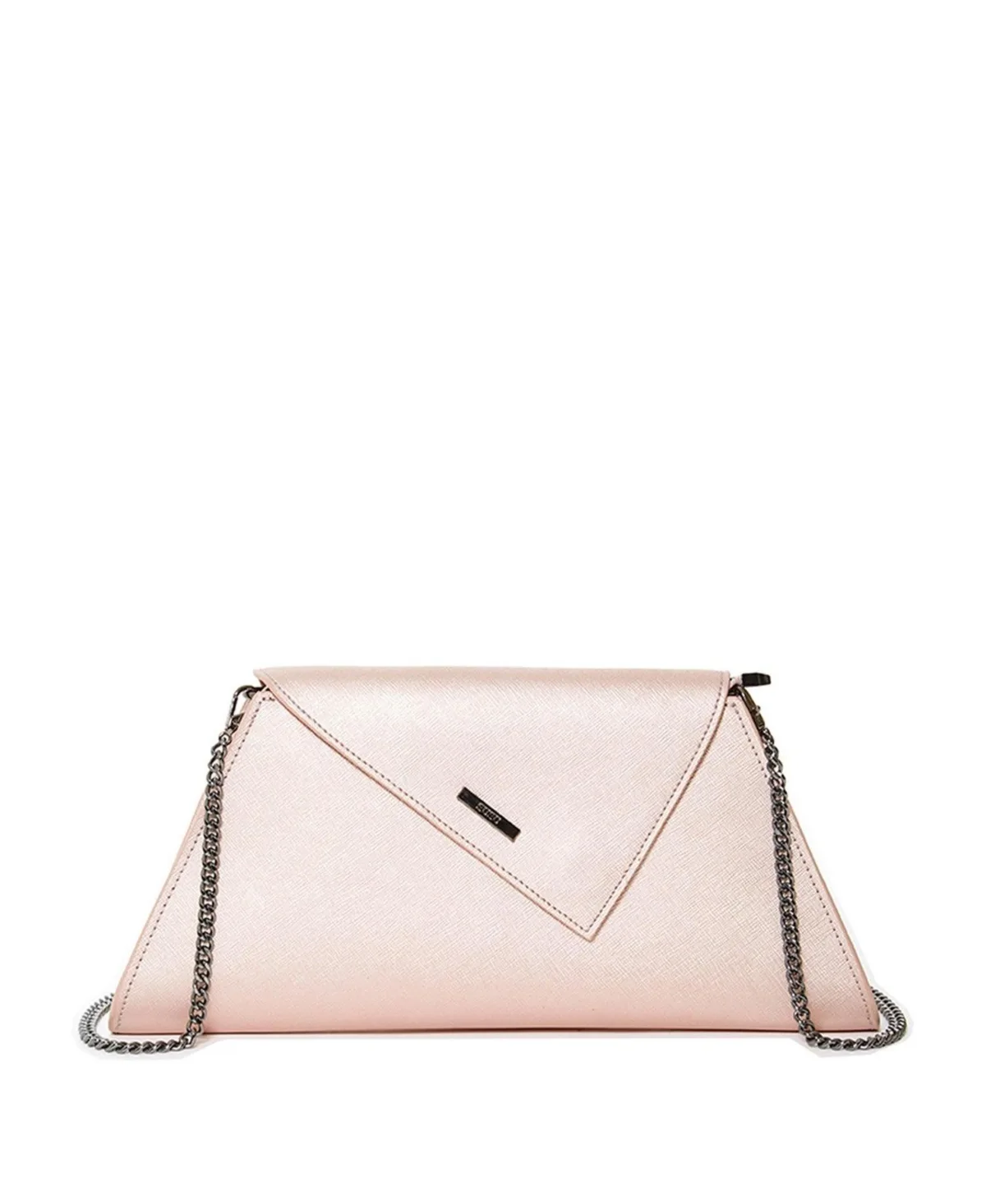 Metallic Envelope Clutch Saffiano Leather Evening Bag for Party Wedding Crossbody with Chain Strap