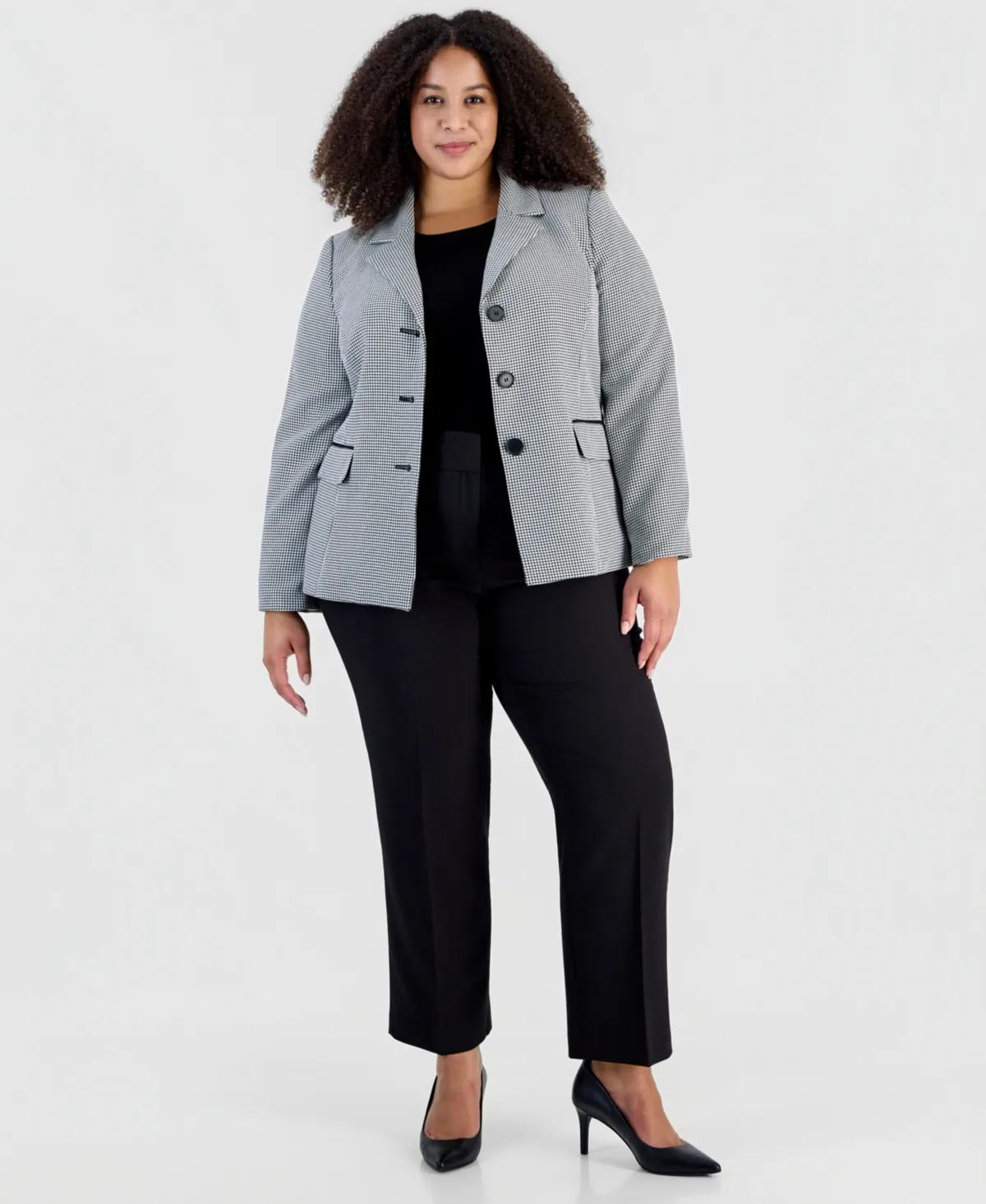 Houndstooth Three-Button Slim-Fit Jacket and Pant, 2-Piece Set by Le Suit