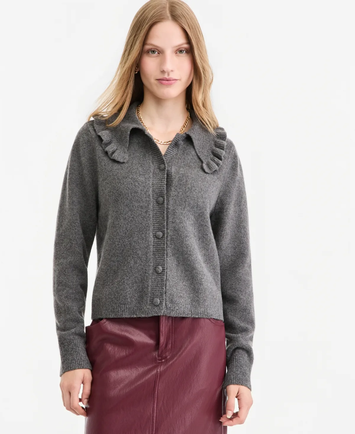 Ruffled Collar Cardigan