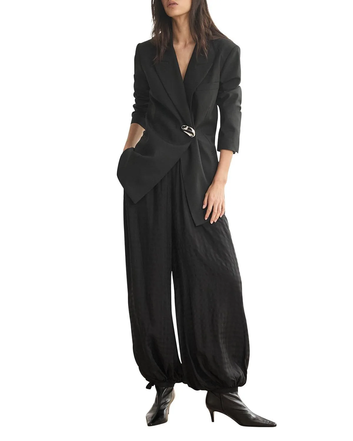 Checked Balloon-Leg Elasticated Waistband Pants by Mint Velvet