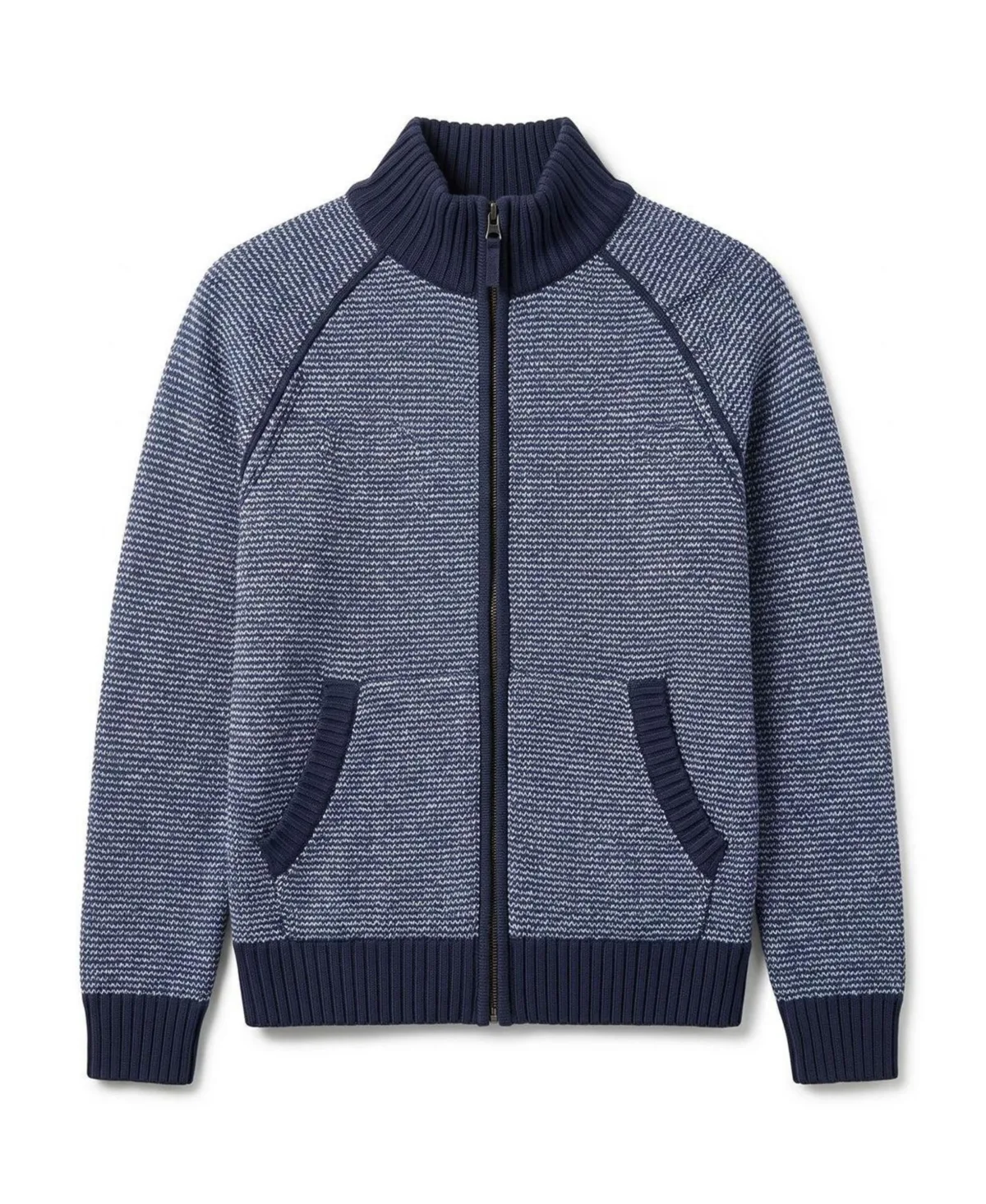 Organic Full Zip Raglan Mock Neck Sweater by Hope & Henry