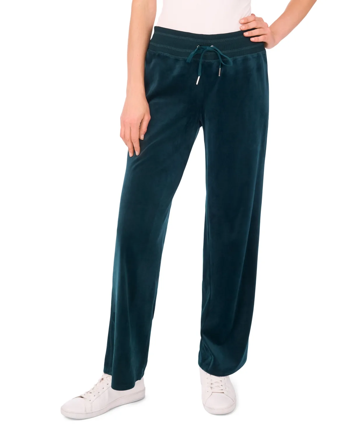 Velour Drawstring-Waist Straight-Leg Pants
