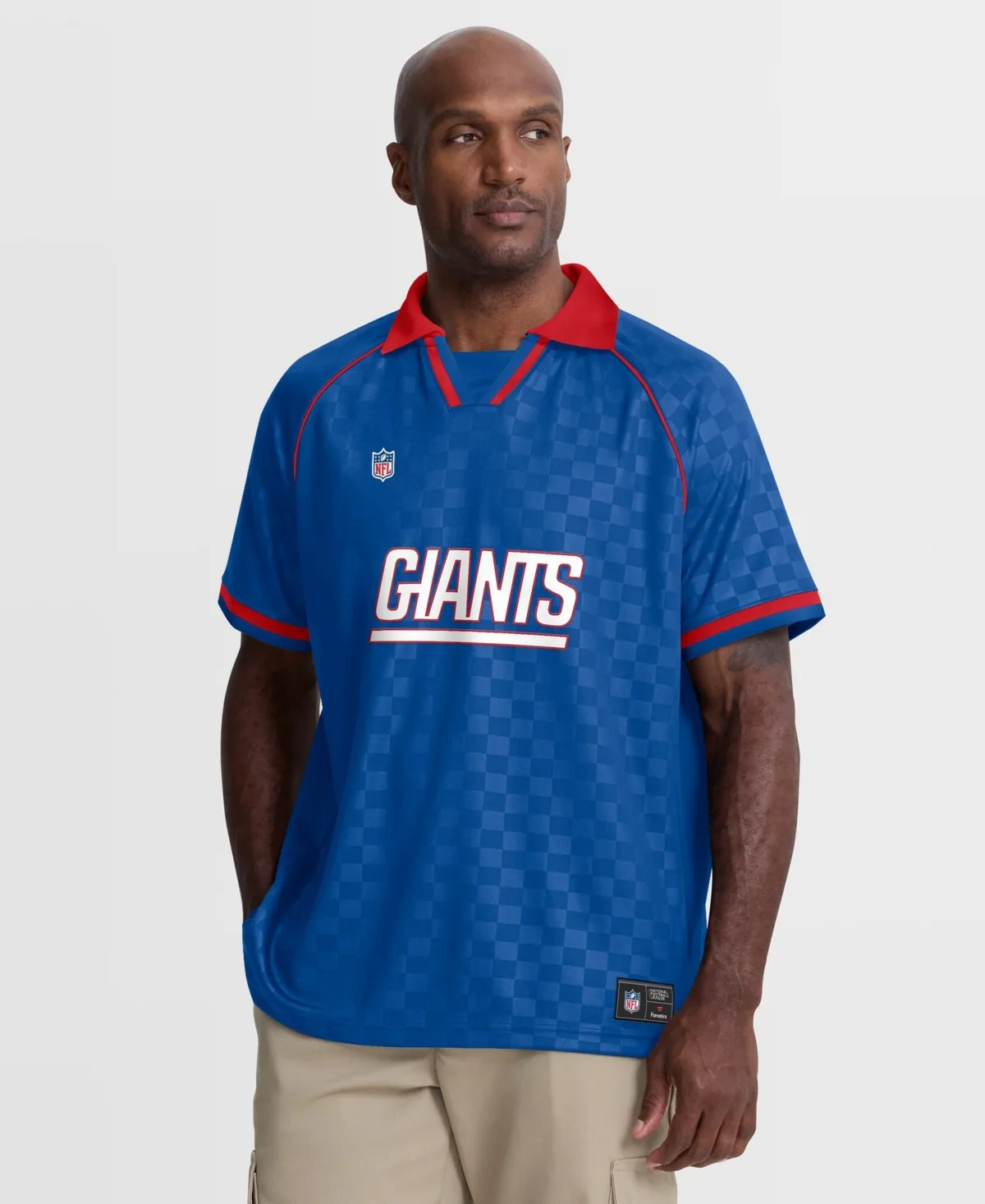 New York Giants Homerun Raglan V-Neck Polo Shirt by Fanatics
