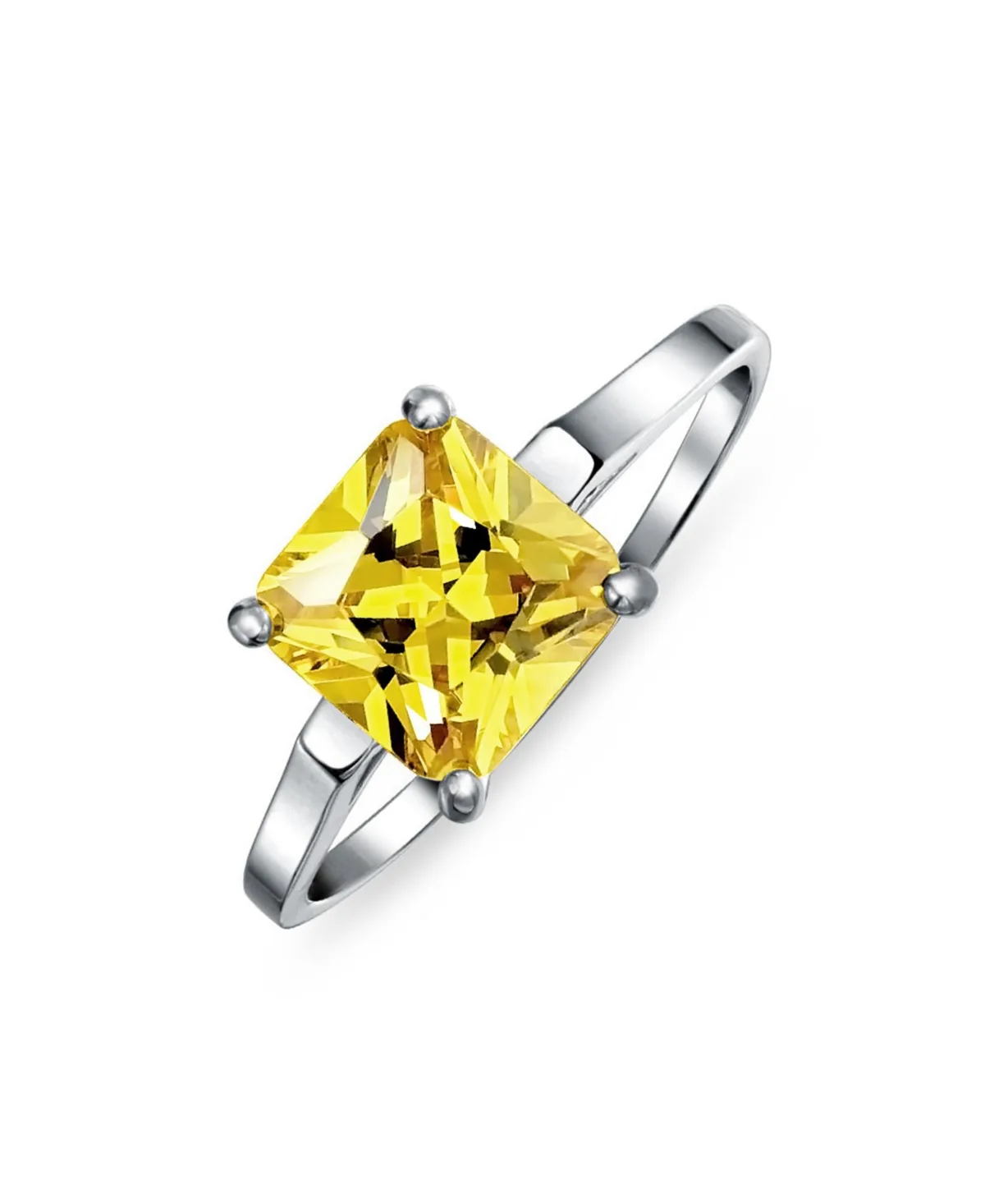 Simple 3CT Cubic Zirconia Square Princess Cut Cz Solitaire Promise Ring Thin 1.5 mm Band