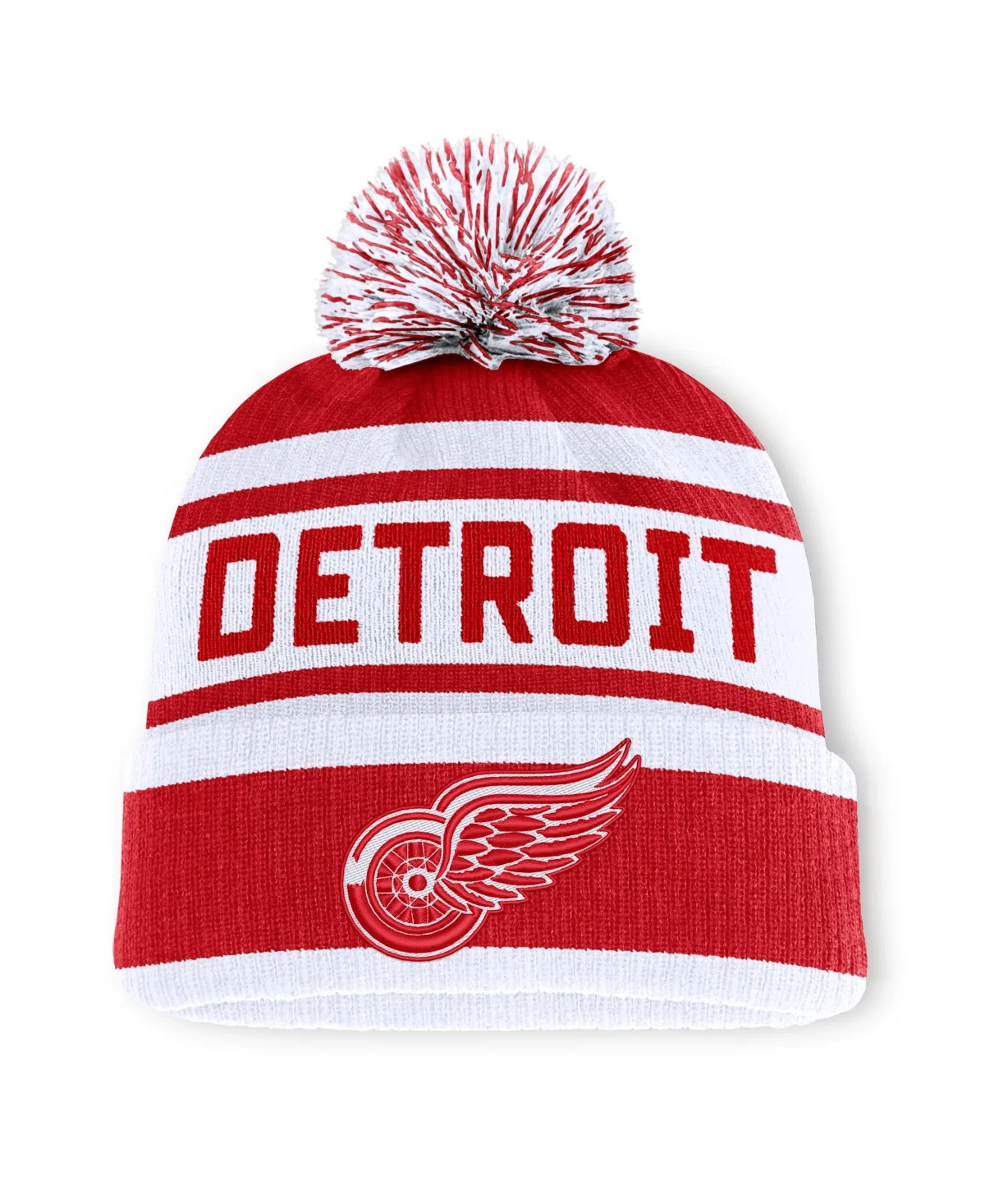 Detroit Red Wings Fundamental Cuffed Knit Hat with Pom by Fanatics
