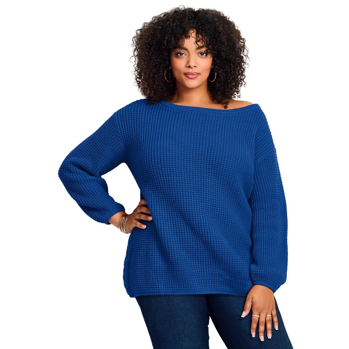 Waffle Stitch Pullover Sweater by Avenue