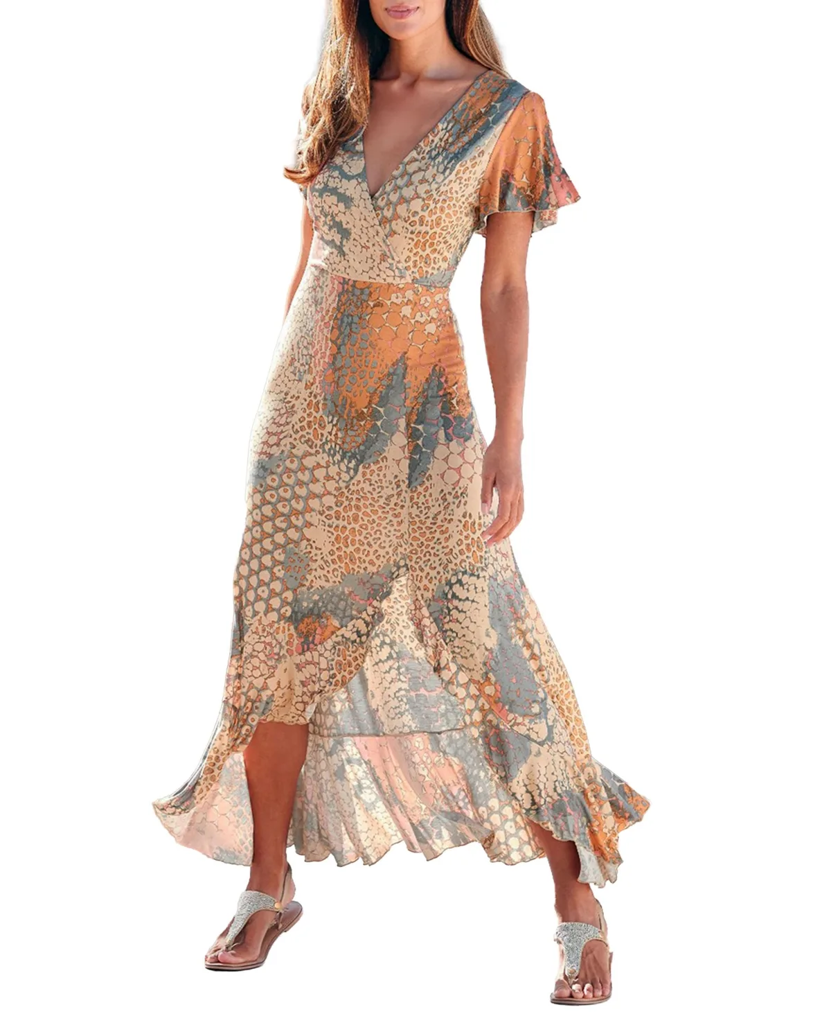 Printed Side Slit Maxi Dress