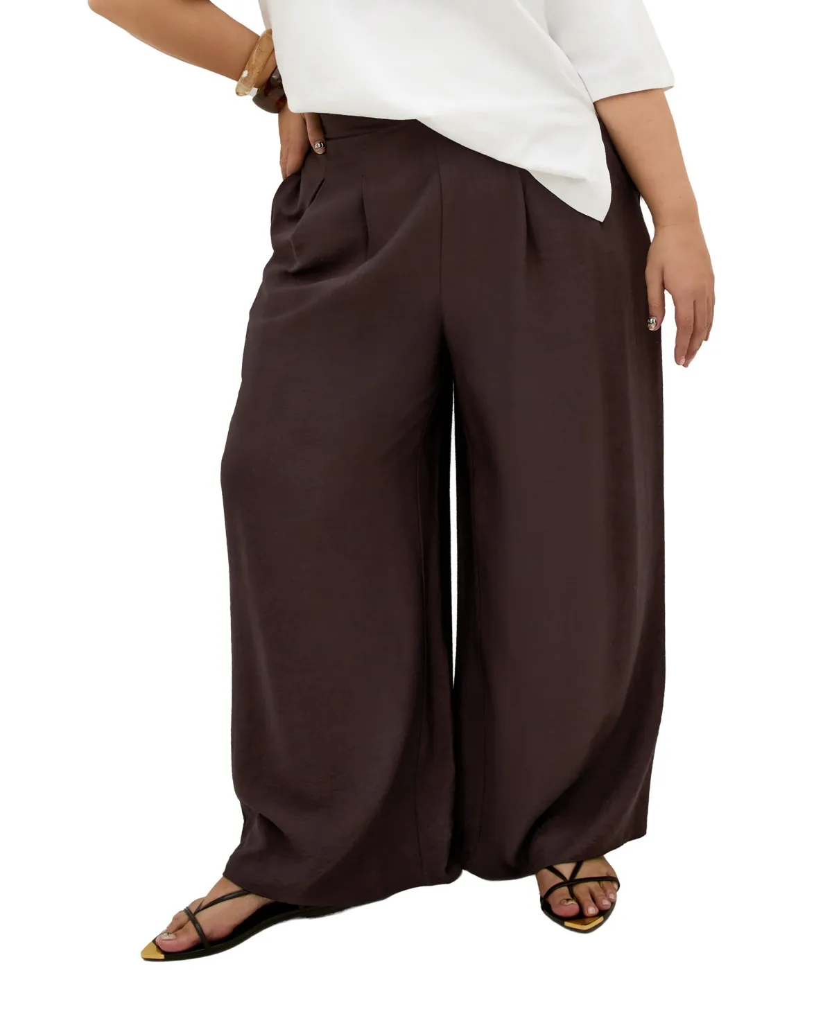 Alexi Wide-Leg Elastic-Waist Pants by City Chic