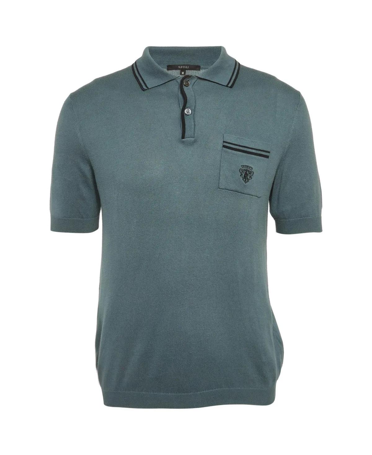 Pre-Owned Striped Trim Cotton Knit Polo Shirt by Gucci