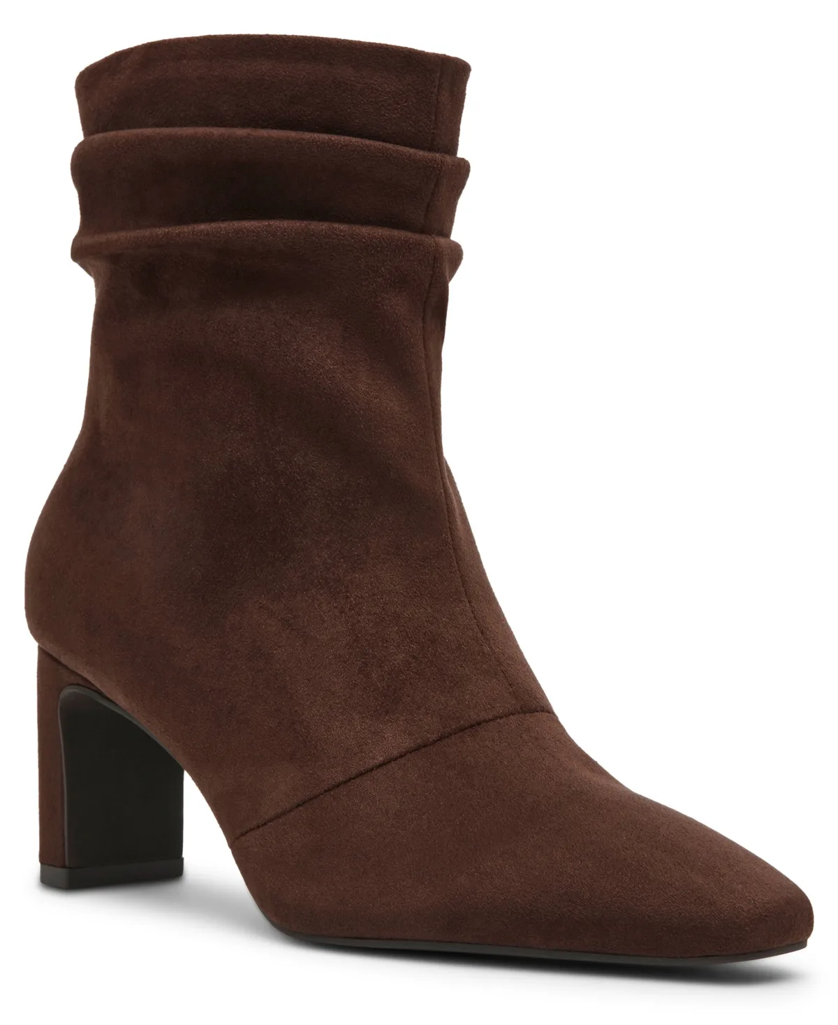 Cabrini Block Heel Square Toe Booties - Brown Microsuede by Anne Klein