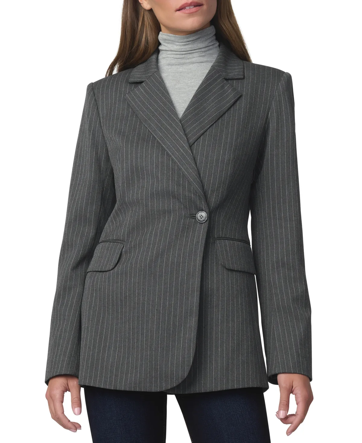 Mecah Pinstripe Polyester/Wool-Blend Unlined Blazer