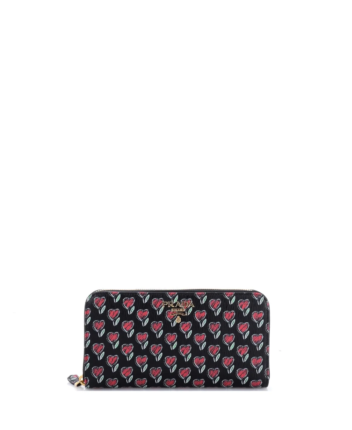 Pre-Owned Long Zip Around Wallet Printed Saffiano by Prada