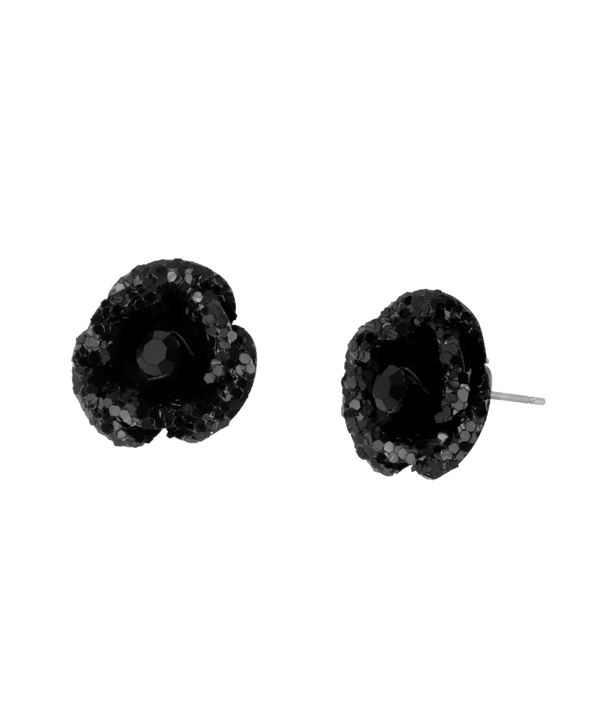Imitation Pearl Silver-Tone Glitter-Floral Stud Earrings by Betsey Johnson