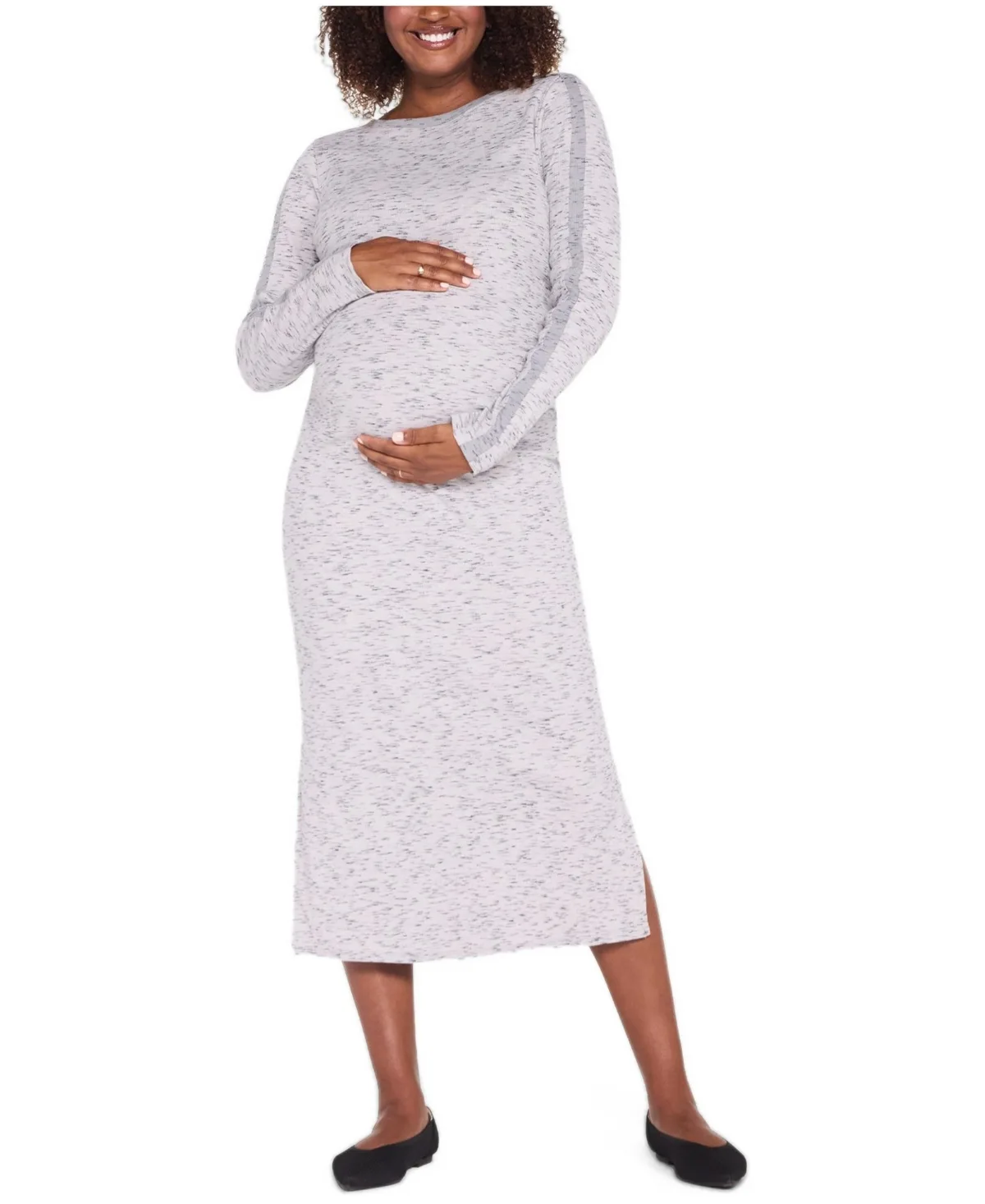 Maternity Maxi Envelope-Neck Side-Slit Dress by Motherhood Maternity
