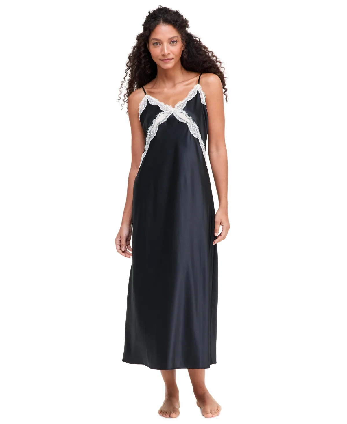 Sleeveless Lace-Trim Satin Nightgown by INC International Concepts