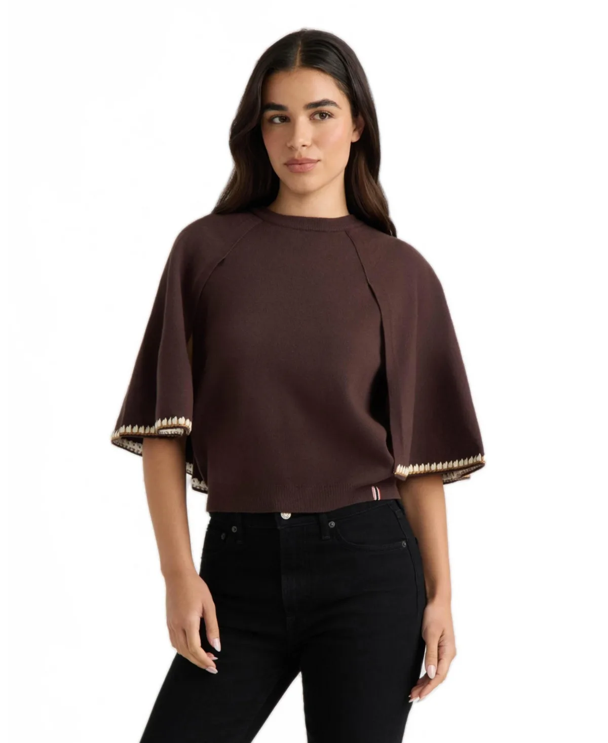 Cape Sleeve Knit Sweater Top by Hunter