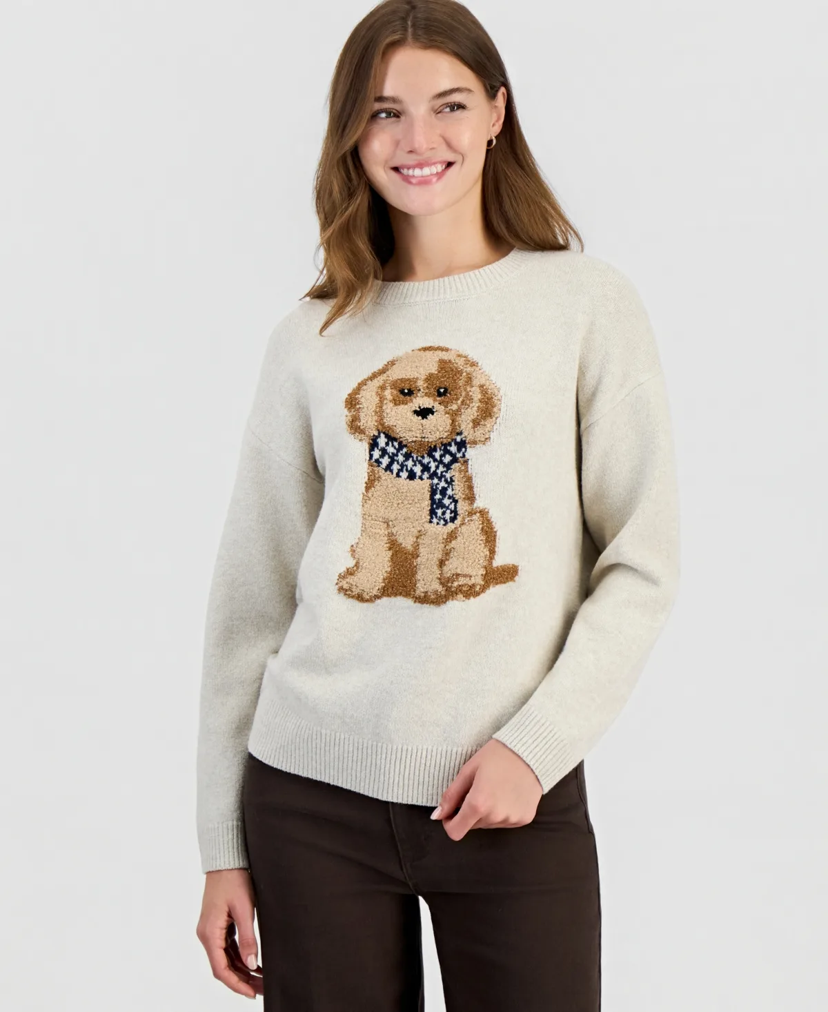 Novelty Dog Crewneck Long-Sleeve Sweater by Hooked Up by Iot