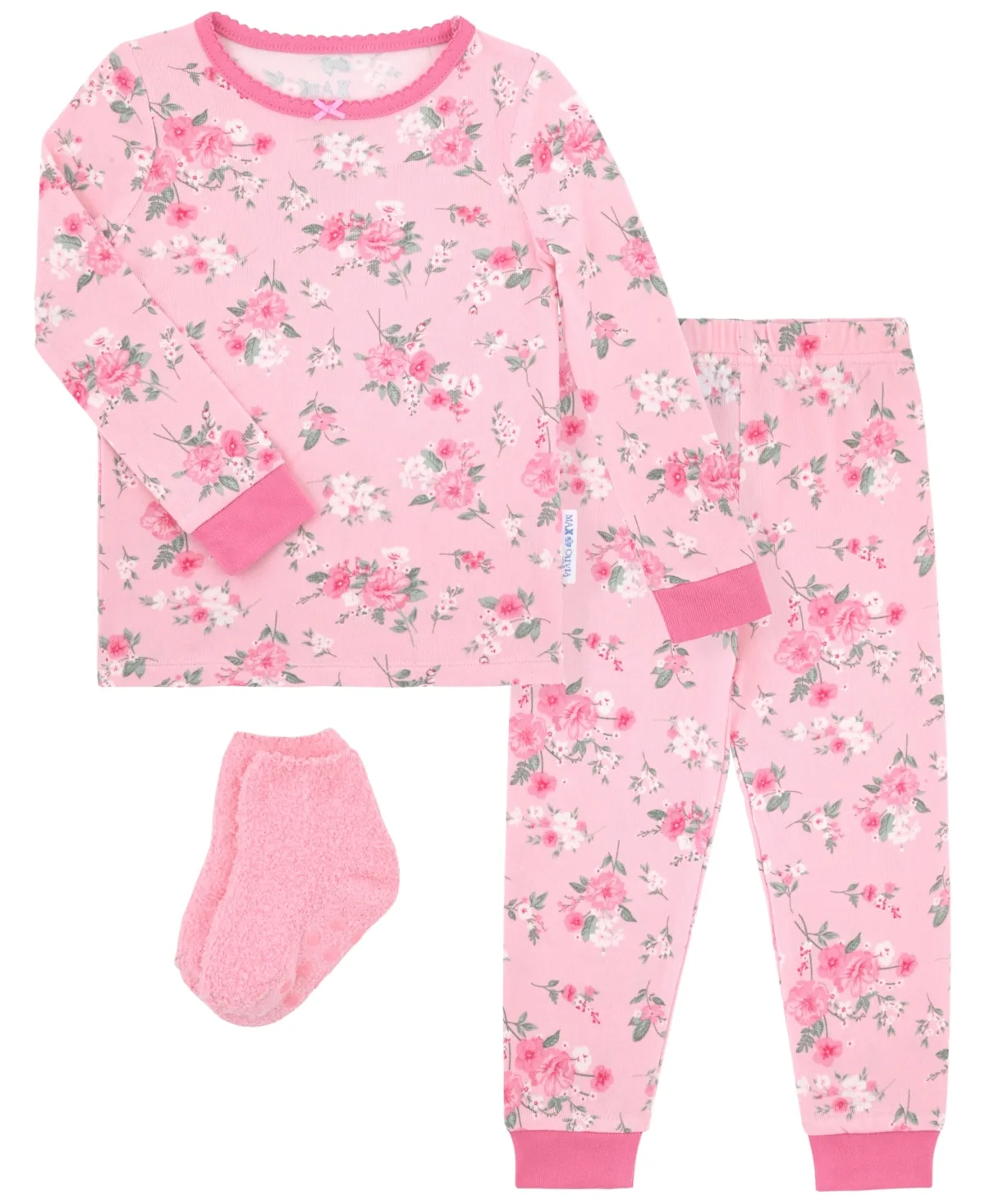Ditsy Floral Pajama with Socks, 3-Piece Set by Max & Olivia