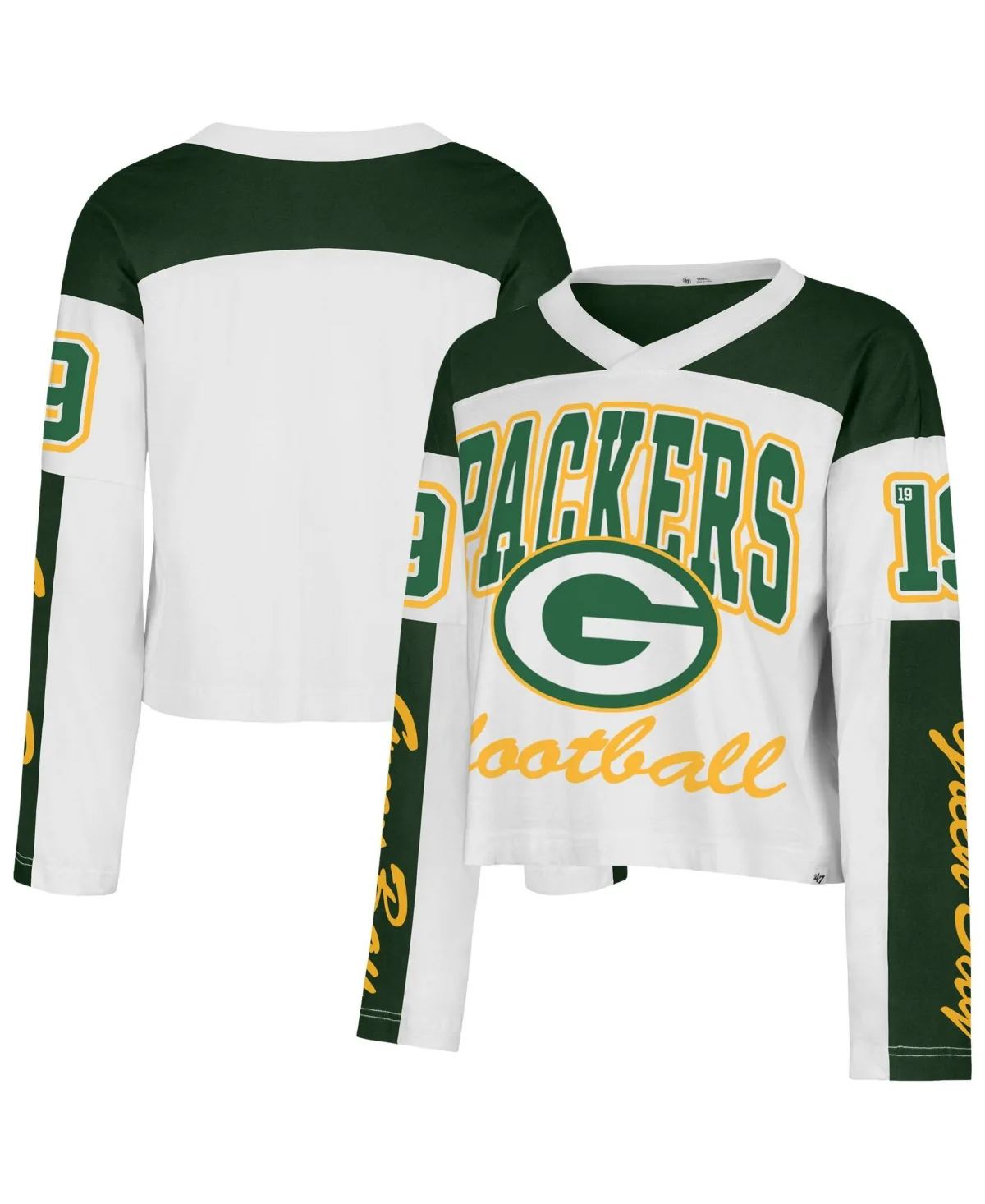 Green Bay Packers Exclamation Metro V-Neck Long-Sleeve Jersey T-Shirt by 47 Brand