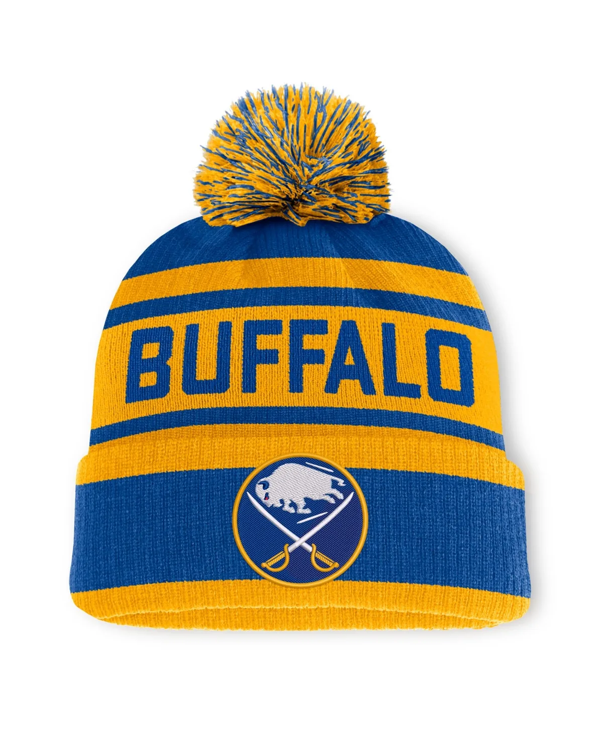 Buffalo Sabres Fundamental Cuffed Knit Hat with Pom by Fanatics
