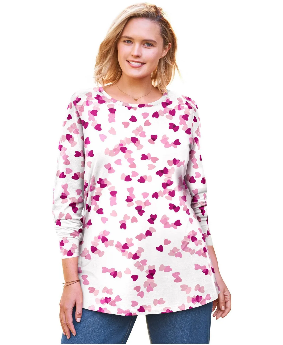 Perfect Printed Long-Sleeve Crewneck Tee