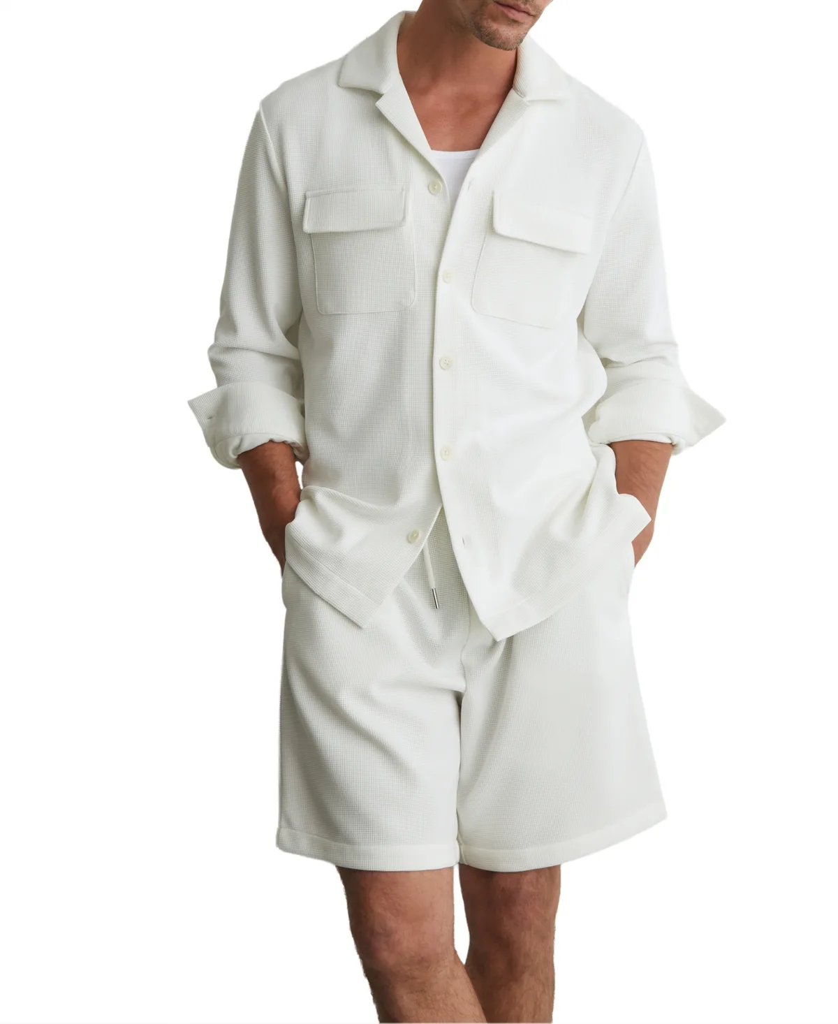 Vento Waffle-Knit Cuban Collar Shirt by Reiss