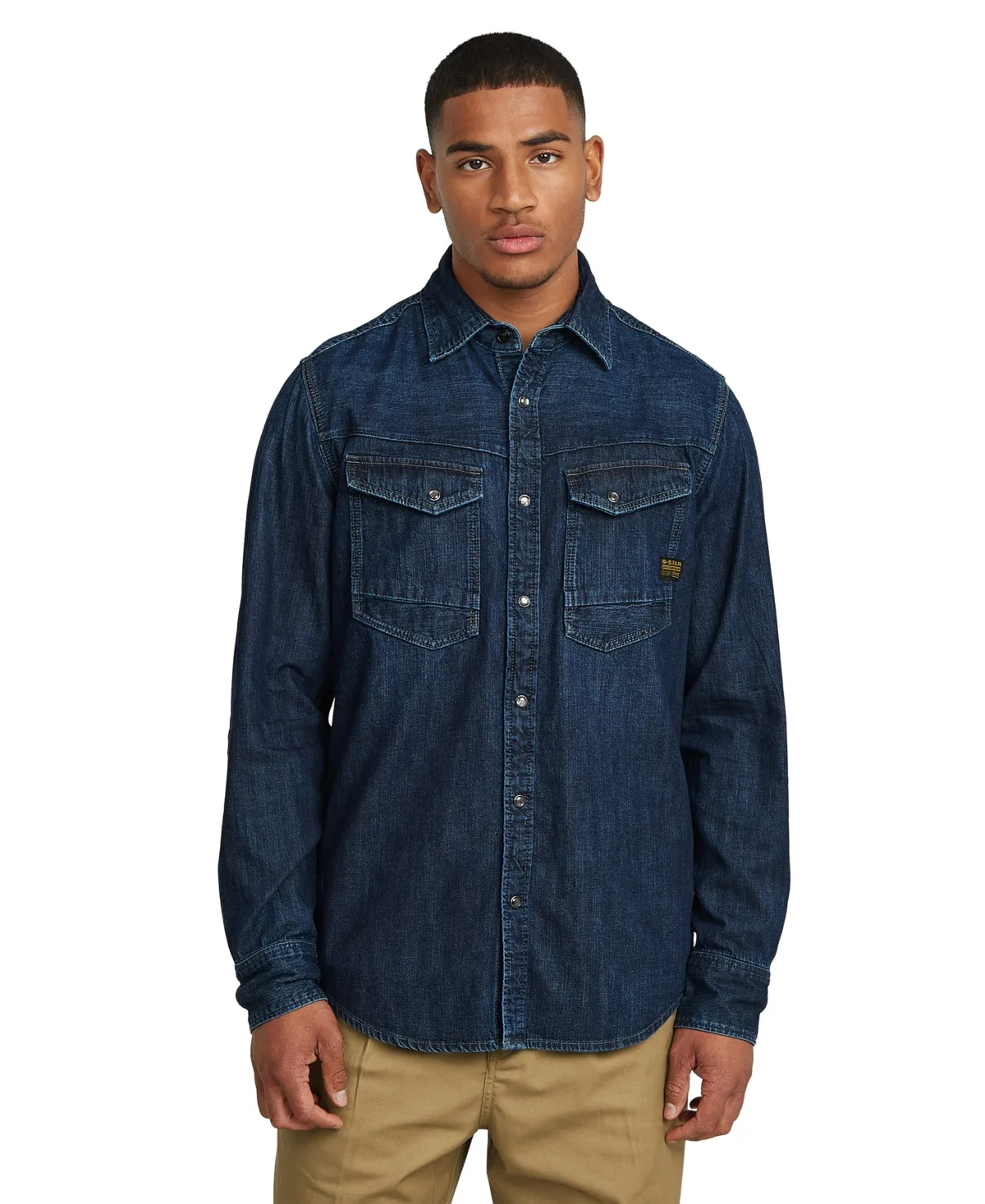 Denim Vertical Seams at Back Slim-Fit Shirt by G-Star