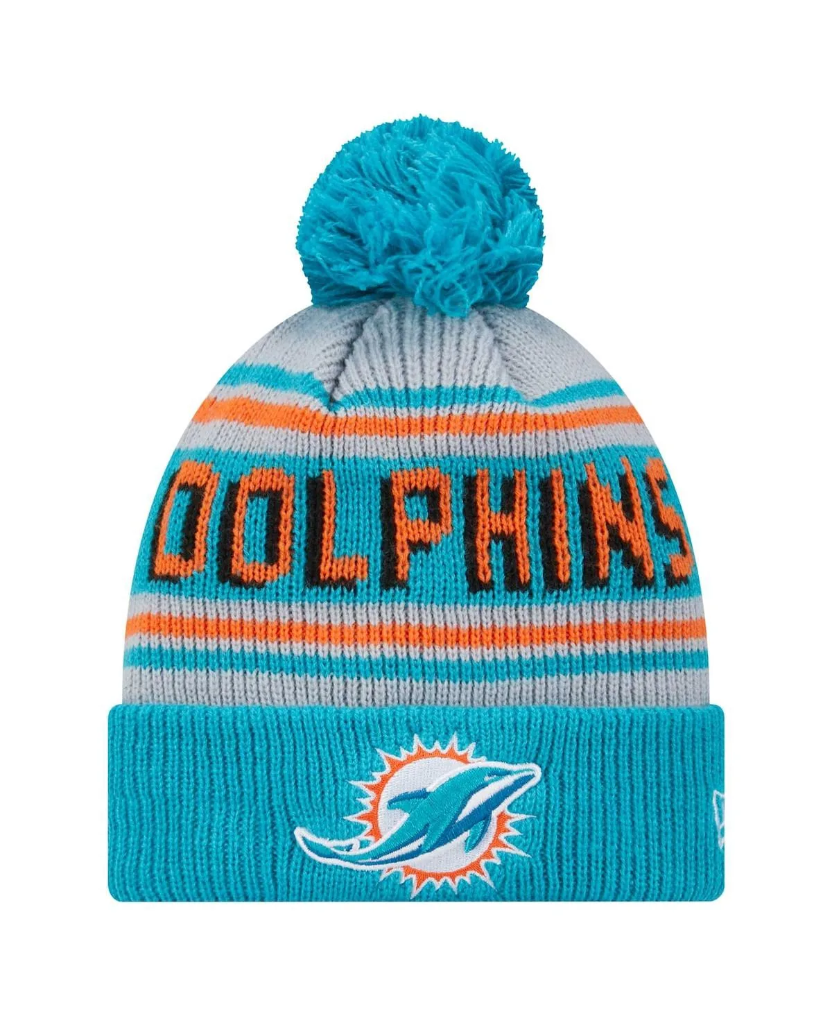 Miami Dolphins Main Cuffed Knit Hat with Pom by New Era