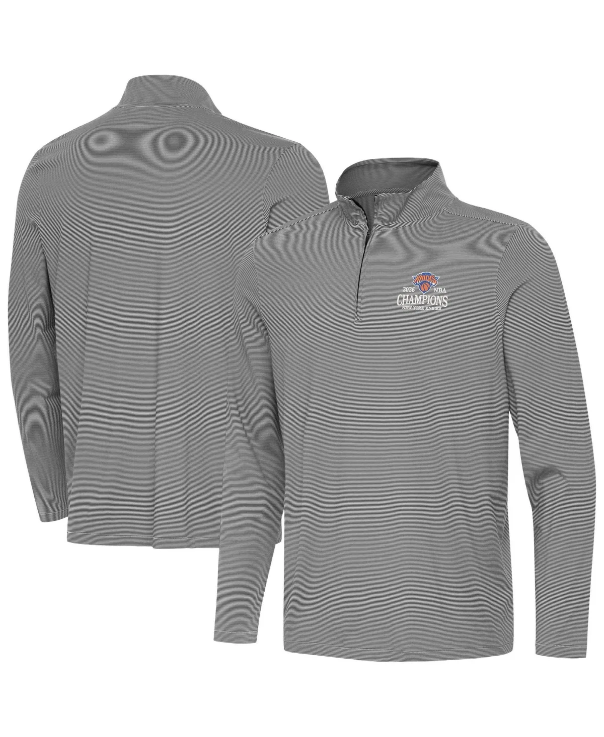 New York Knicks 2026 Nba Finals Champions Wordmark Twine Quarter-Zip Pullover Sweatshirt by Antigua
