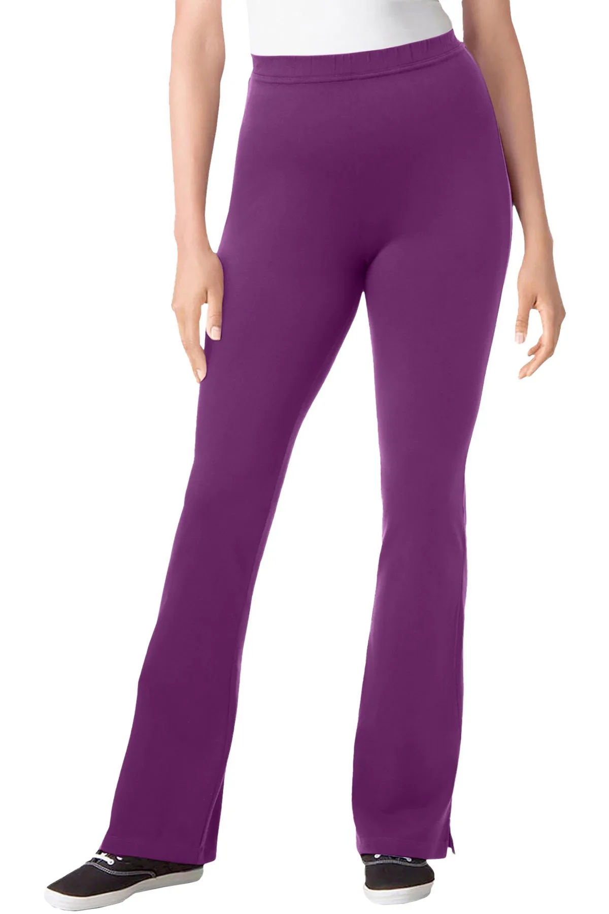 Within Tall Stretch-Cotton Knit Pull-On Bootcut Leggings by Woman Within
