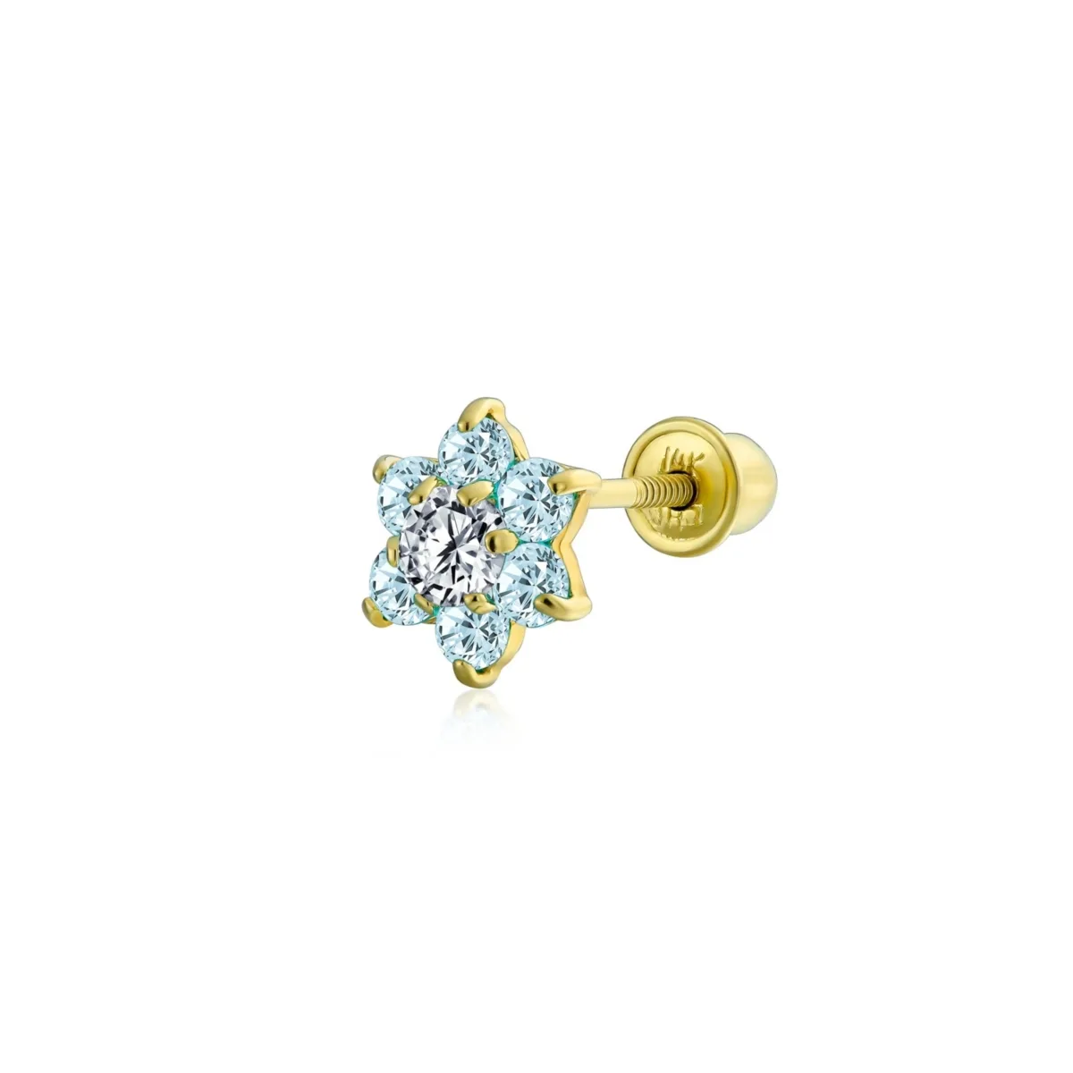 Tiny Cubic Zirconia Flower Screwback Cz Stud Helix Lobe Cartilage 1 Piece Earring 14K Real 4MM by Bling Jewelry