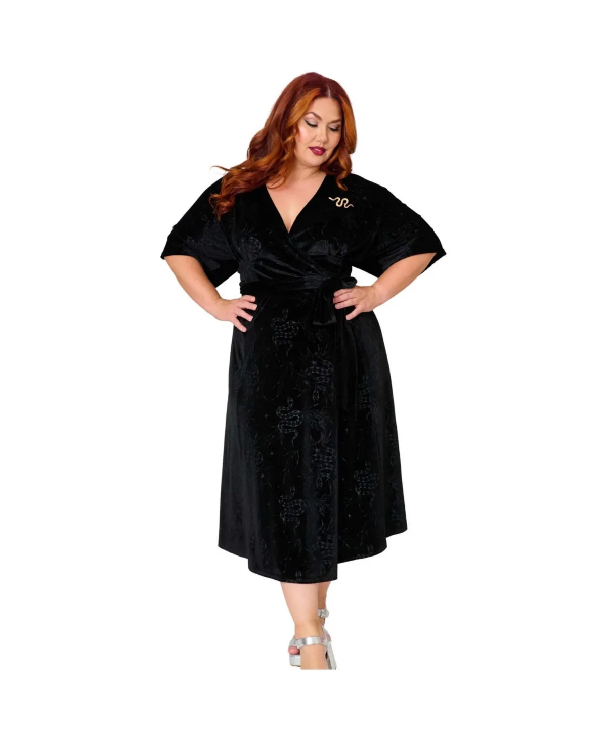 Tie Wrap Surplice Midi Dress by Unique Vintage