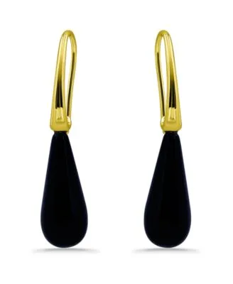Gold or Silver Plated Genuine Stone Teardrop Earrings by Macy's