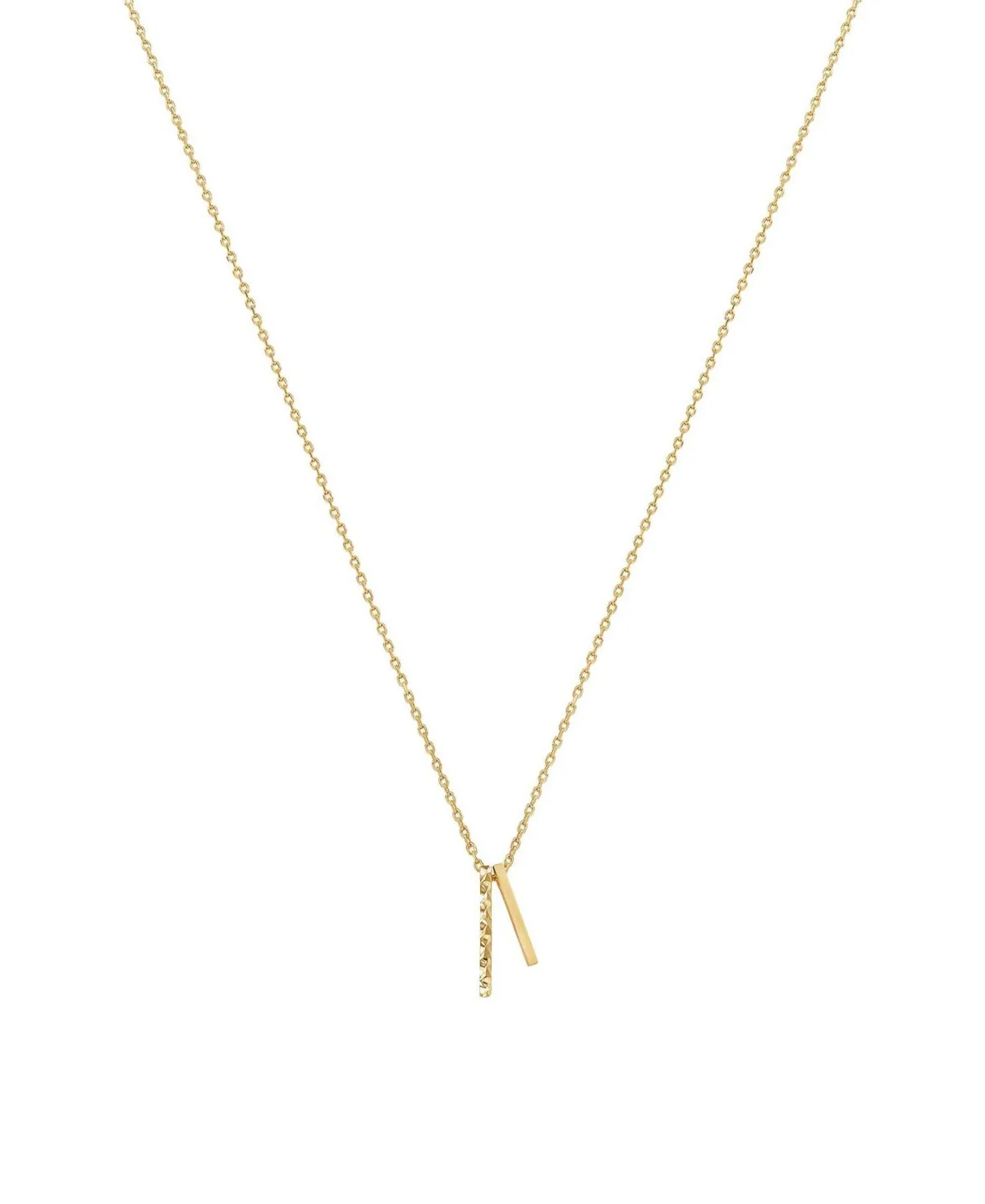 Josh & Chloe Skylar Mini Double Textured Bar Necklace 14k Gold Plated Daily Style