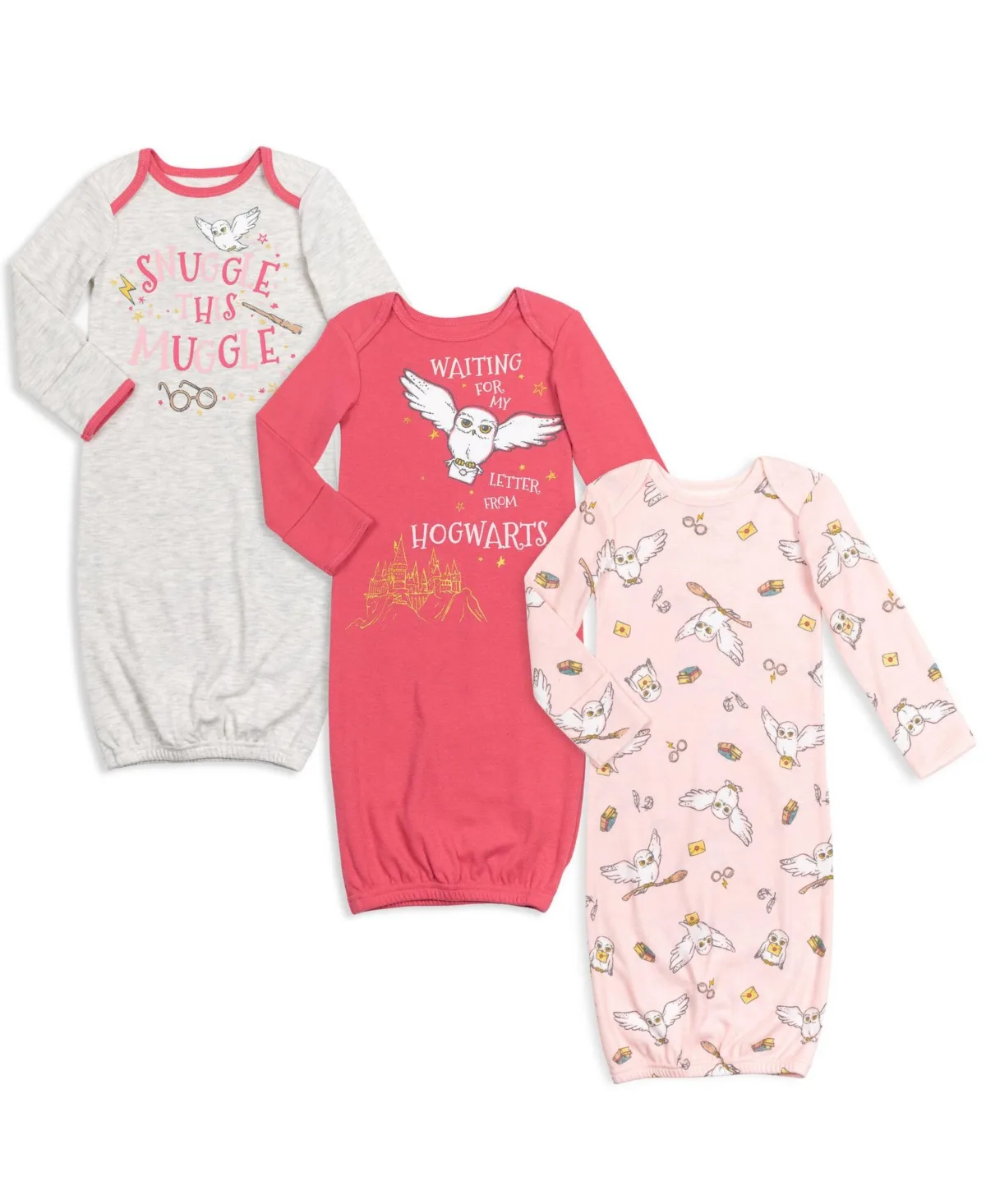 3 Pack Long Sleeve Swaddle Sleeper Gown by Harry Potter