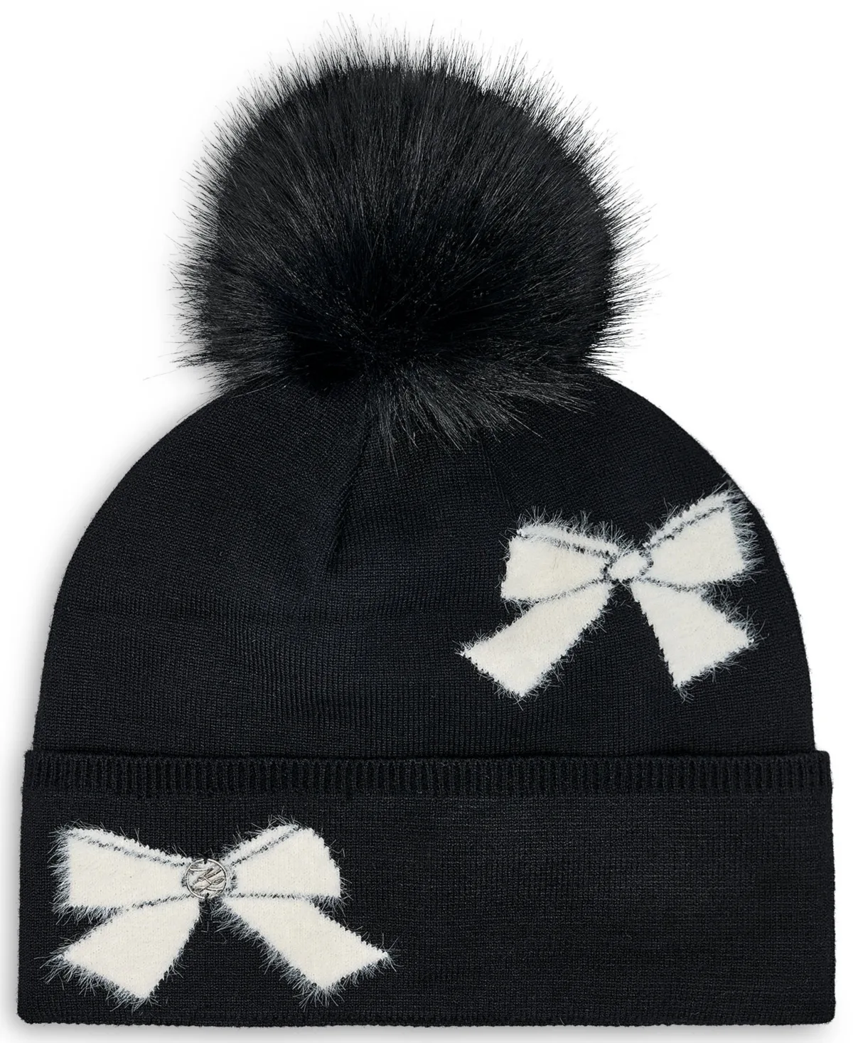 Fuzzy Bows Beanie Hat by Karl Lagerfeld