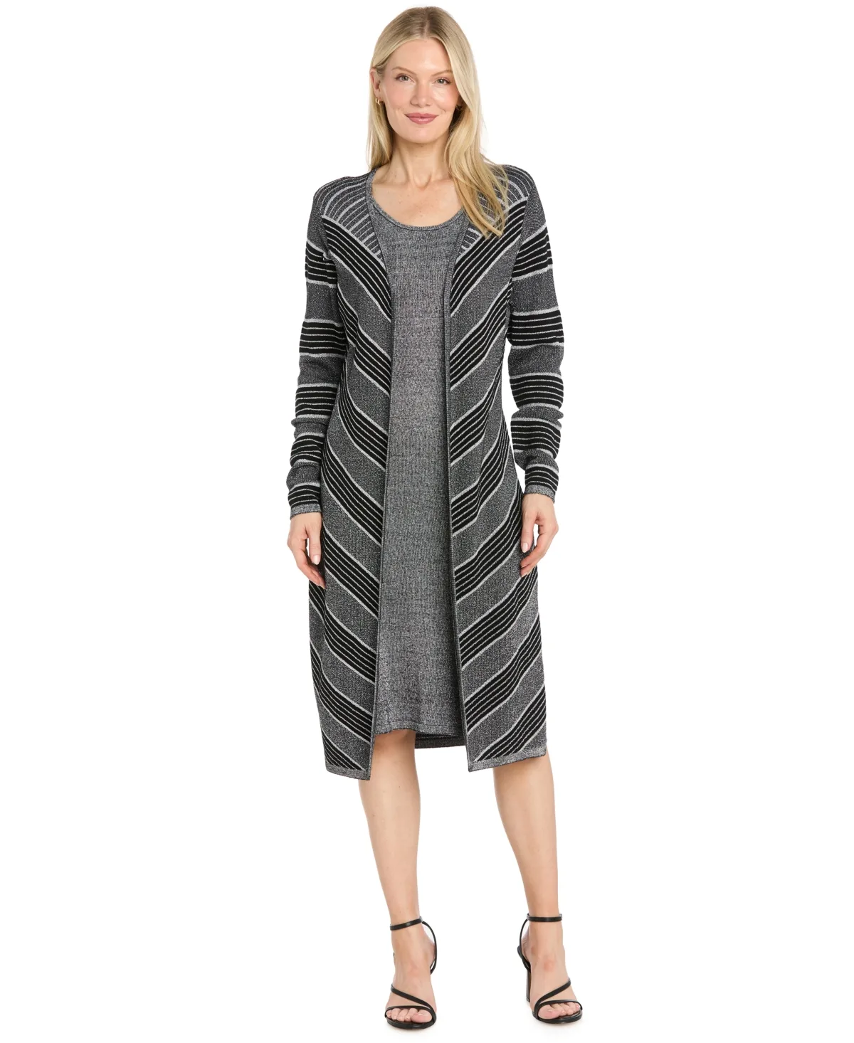 Two-Piece Metallic Midi Sweater Dress by R&M Richards