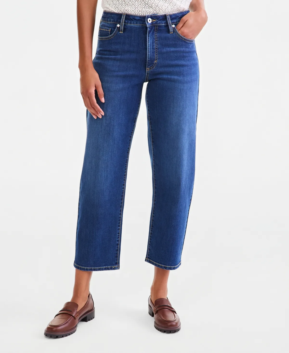 High-Rise Barrel Cotton-Blend Jeans by Style & Co