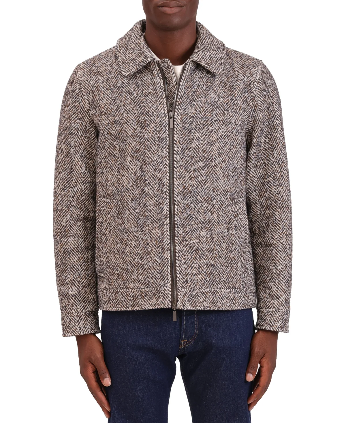 Chevron Wool-Blend Zip-Up Blouson Jacket by Bagatelle