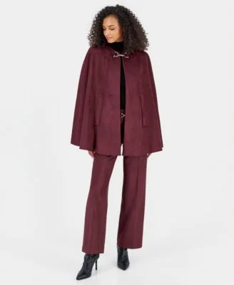 Scuba Suede Long Cape Pull on Wide Leg Pants by Anne Klein