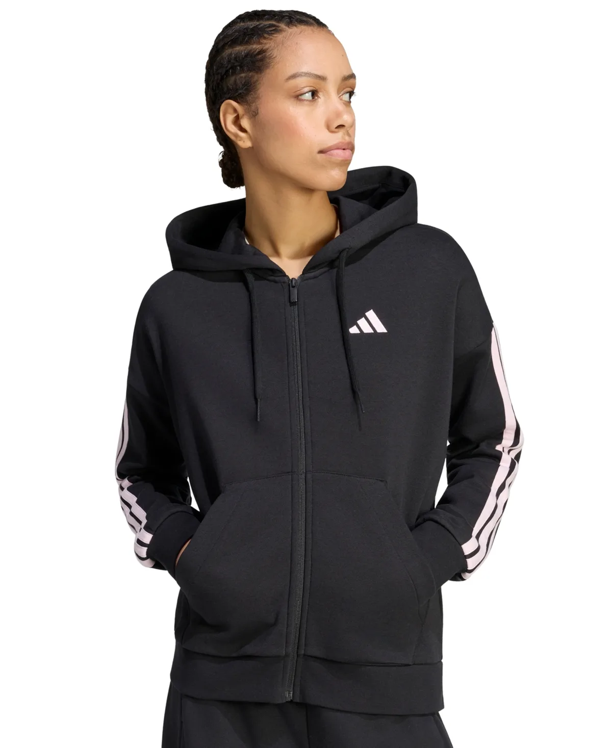 3-Stripe Fleece Full Zip Hoodie by Adidas