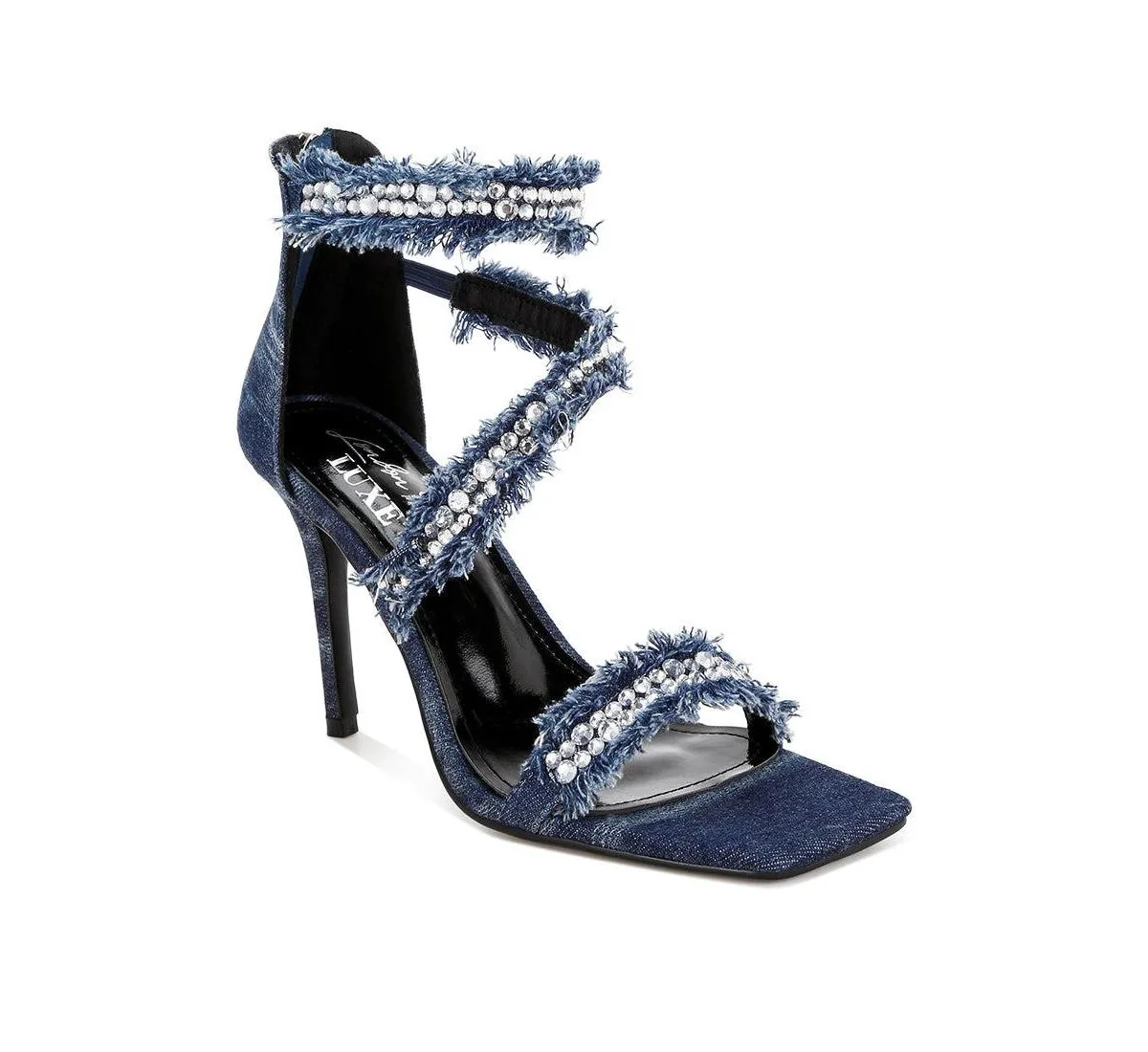 Nolita Diamante Embellished Denim Stiletto Heels by London Rag