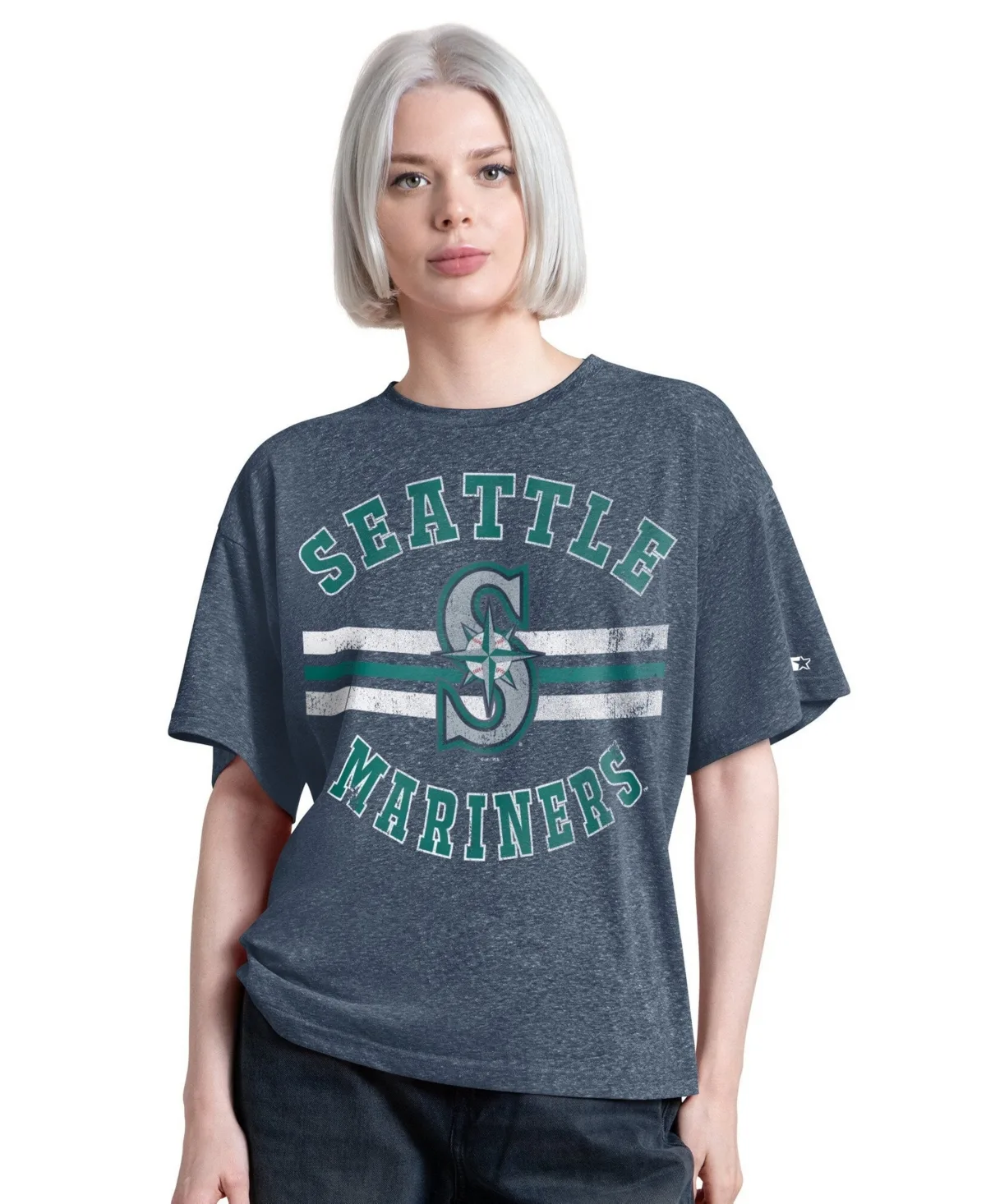 Seattle Mariners Jump Shot Tri-Blend Boyfriend T-Shirt by Starter