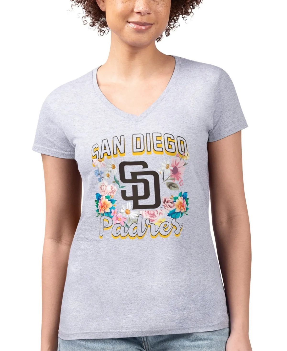 G-Iii 4Her by Carl Banks San Diego Padres V-Neck Graphic T-Shirt by G-III